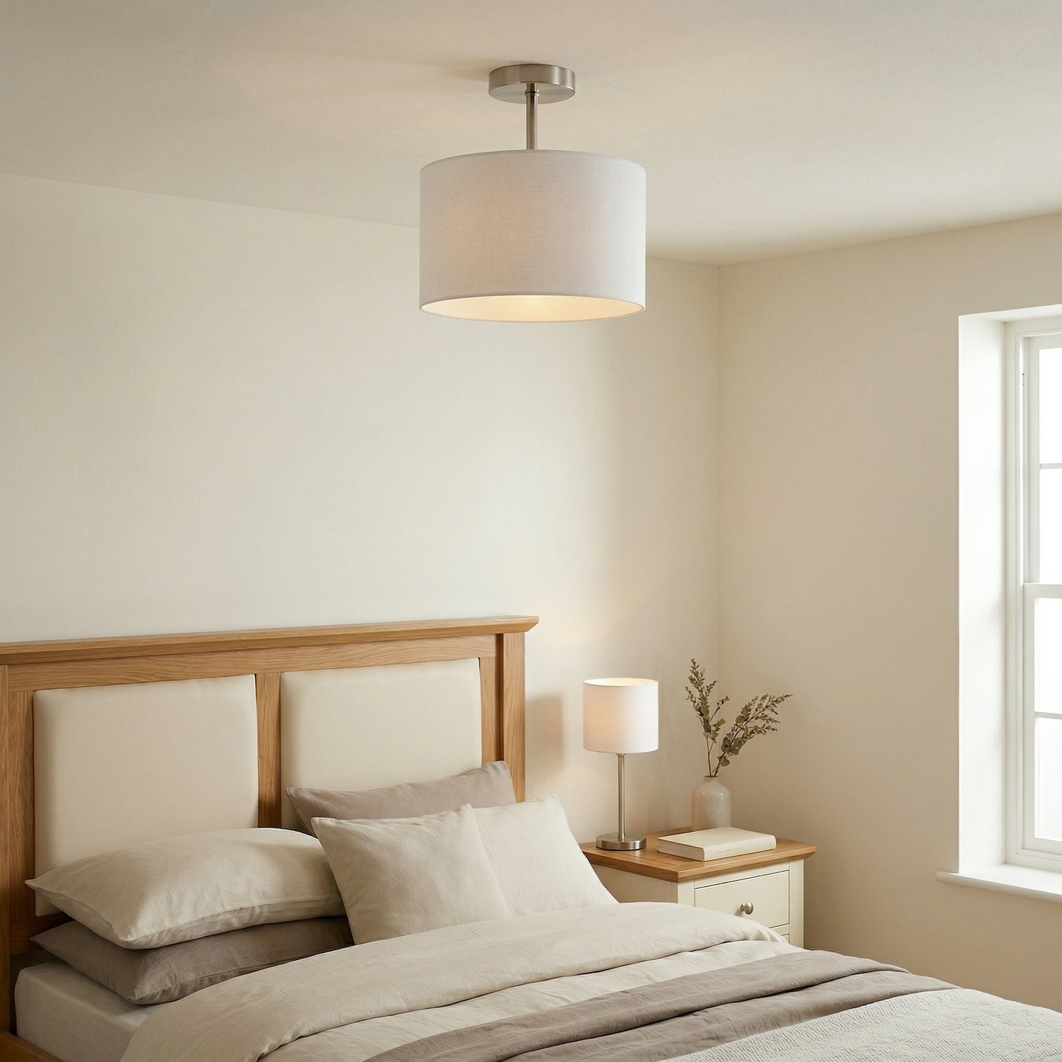 Classic Satin Nickel Ceiling Light Fixture to Showcase Lamp Shades Image 5