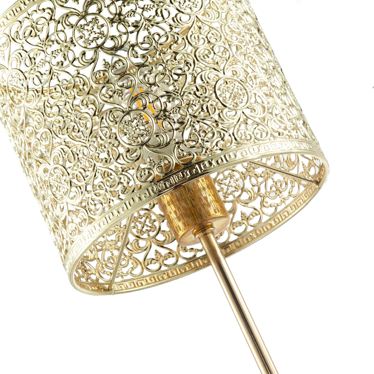Classic Chic Moroccan Themed Shiny Gold Table Lamp with Inline Switch Image 3
