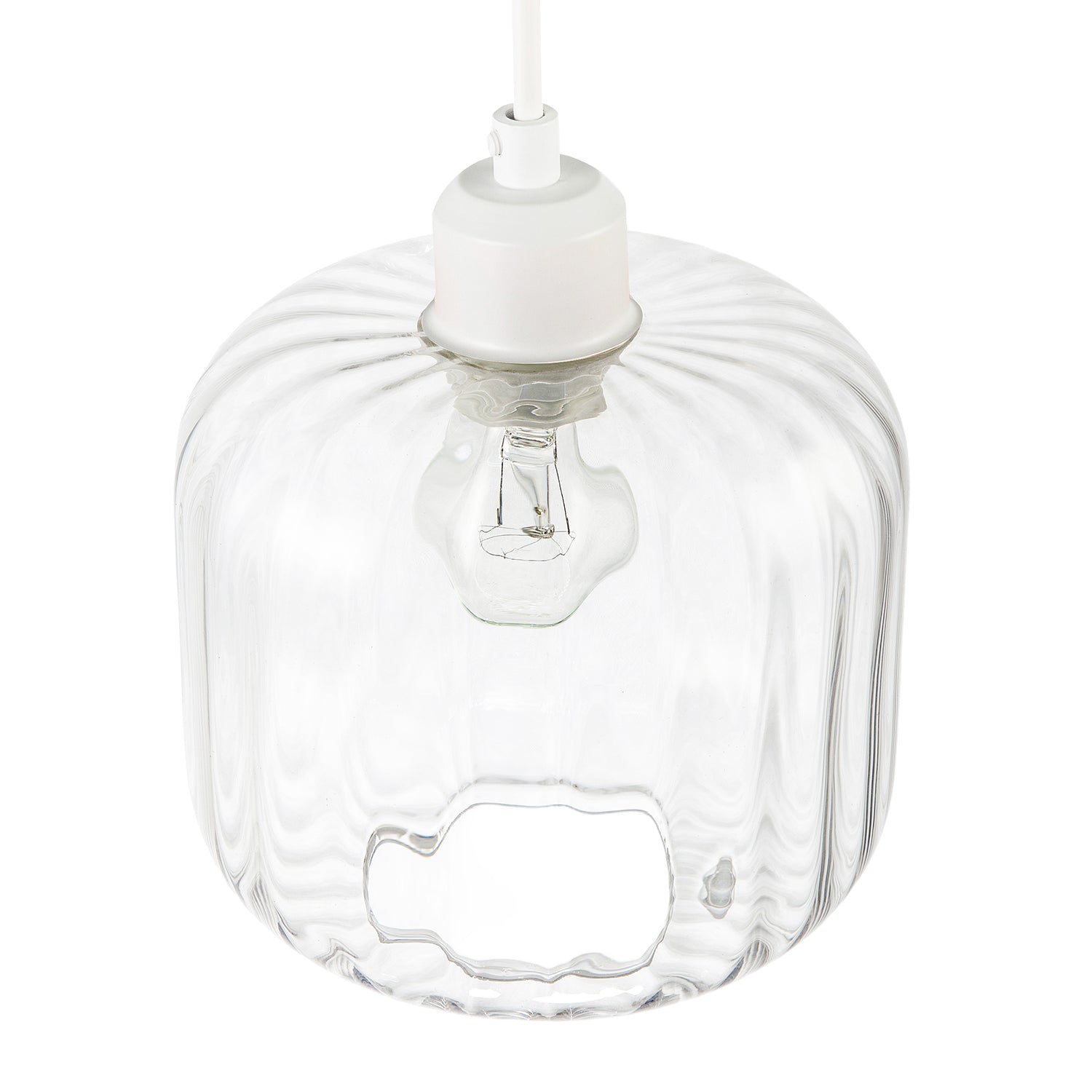Contemporary Transparent Glass Wide Ribbed Square Pendant Light Shade Image 3