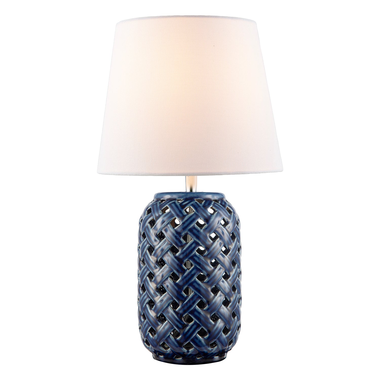 Lattice Design Ceramic Gloss Table Lamp in Brushed Midnight Blue Image 4