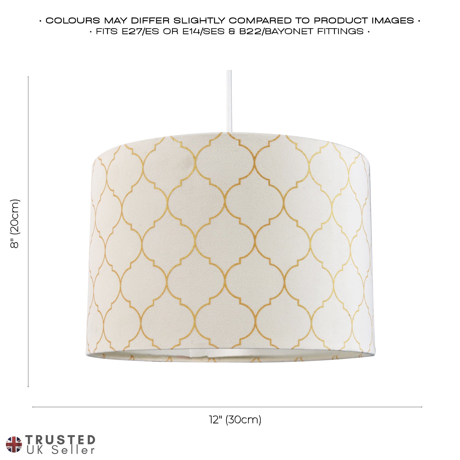 Modern Soft Brushable Light Cream Velvet 30cm Lamp Shade with Gold Foil Decor Image 6