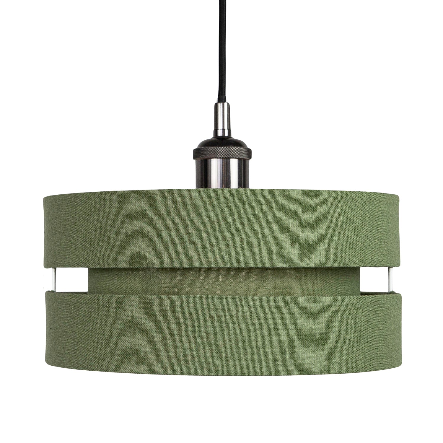 Contemporary Olive Green Linen Fabric Triple Tier Ceiling Pendant Light Shade Image 1