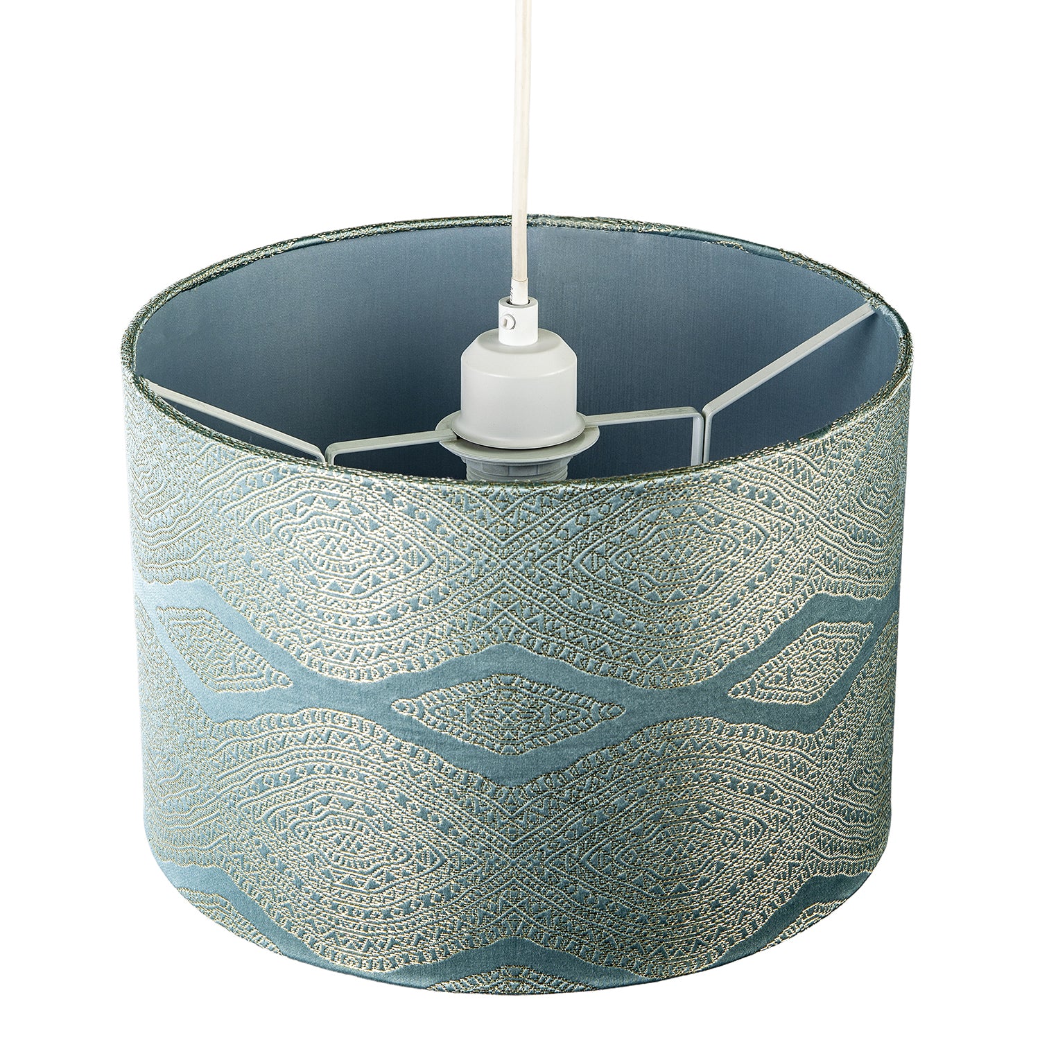 Sophisticated Duck Egg Lamp Shade with Intricate Geometric Pattern Image 3
