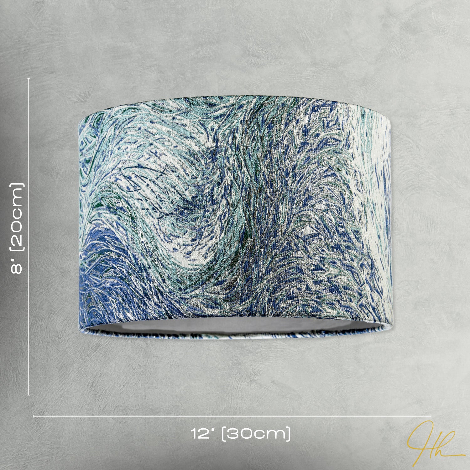 Artistic and Fluid Textured Lamp Shade in Blue Teal and Soft Green Image 7