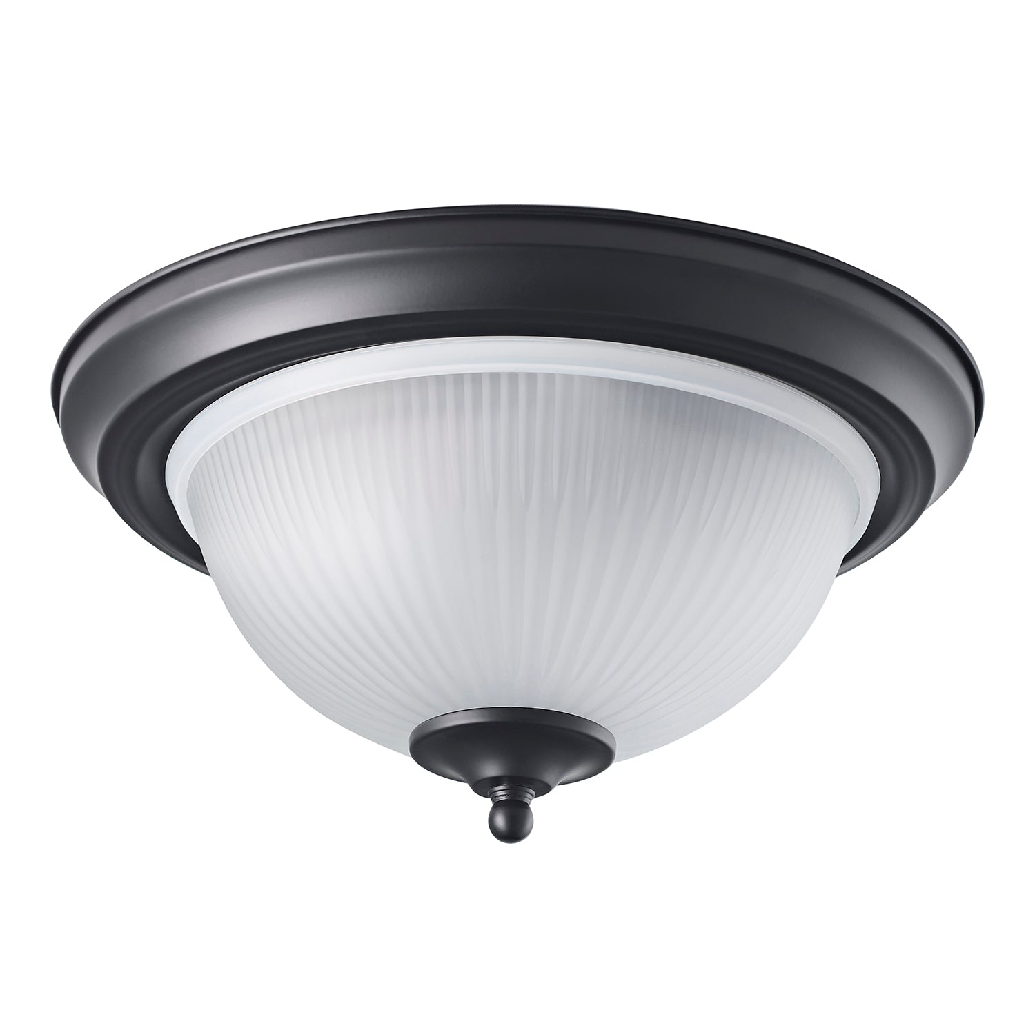 Traditional Matt Black IP44 Bathroom Ceiling Light Fitting with Frosted Glass Image 1