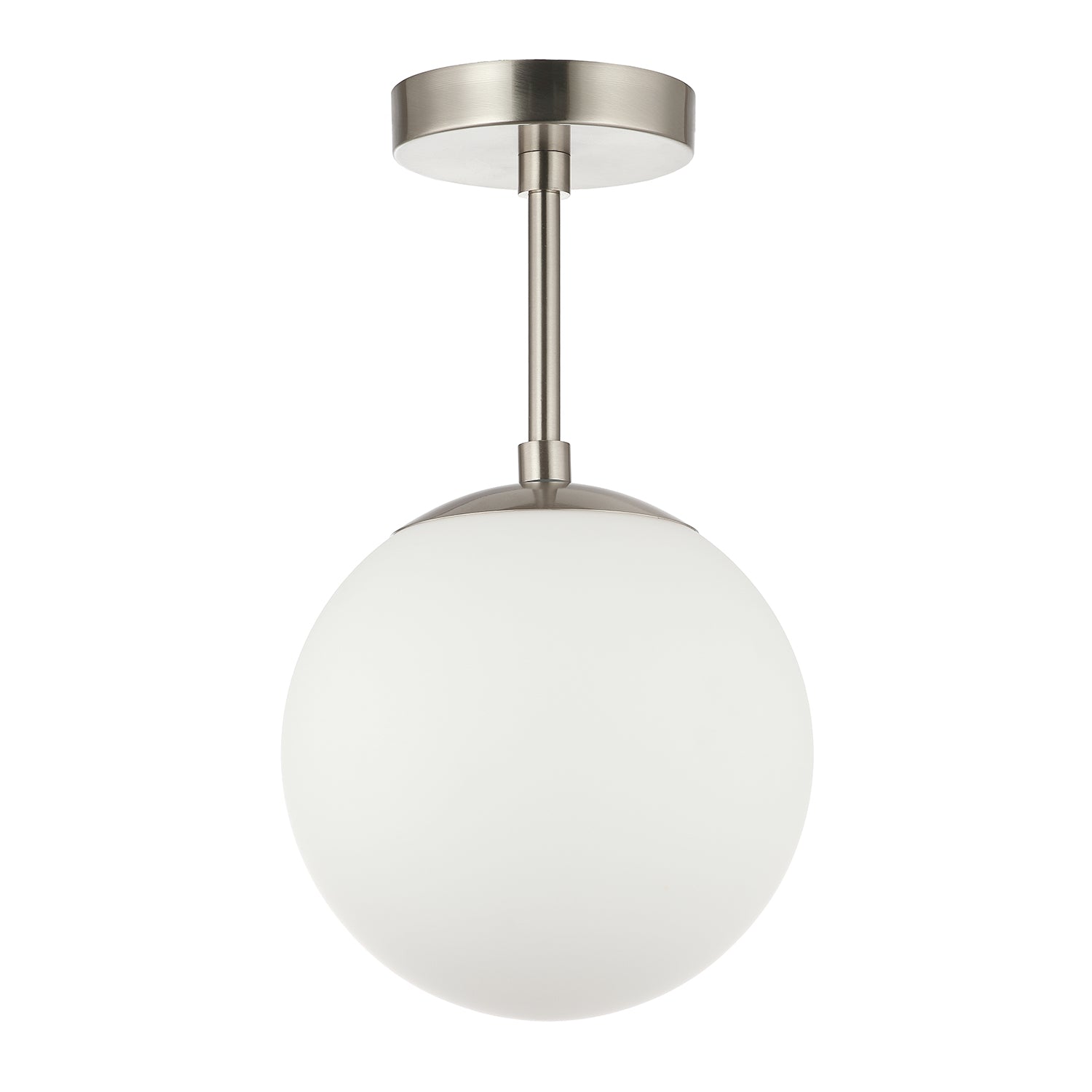 Traditional Glass Globe IP44 Bathroom Ceiling Light Fixture in Satin Nickel Image 2