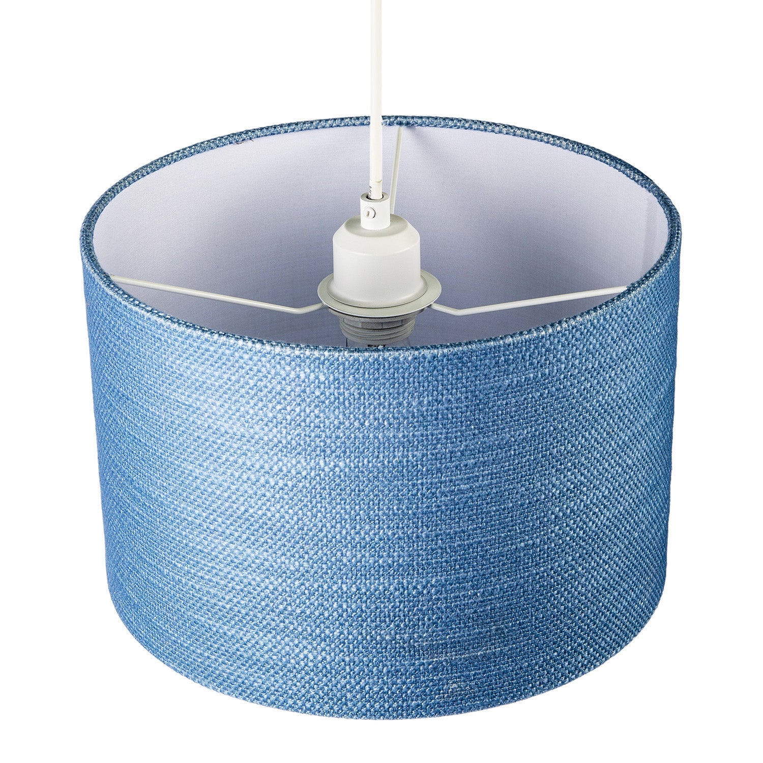 Glacier Lake Blue Textured Linen Pendant Lighting Shade with Diffuser Image 4