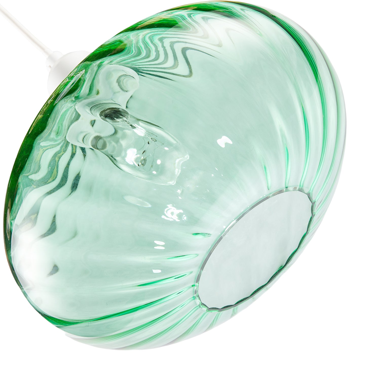 Modern Designer Emerald Green Line Twisted Glass Pendant Light Shade Image 5