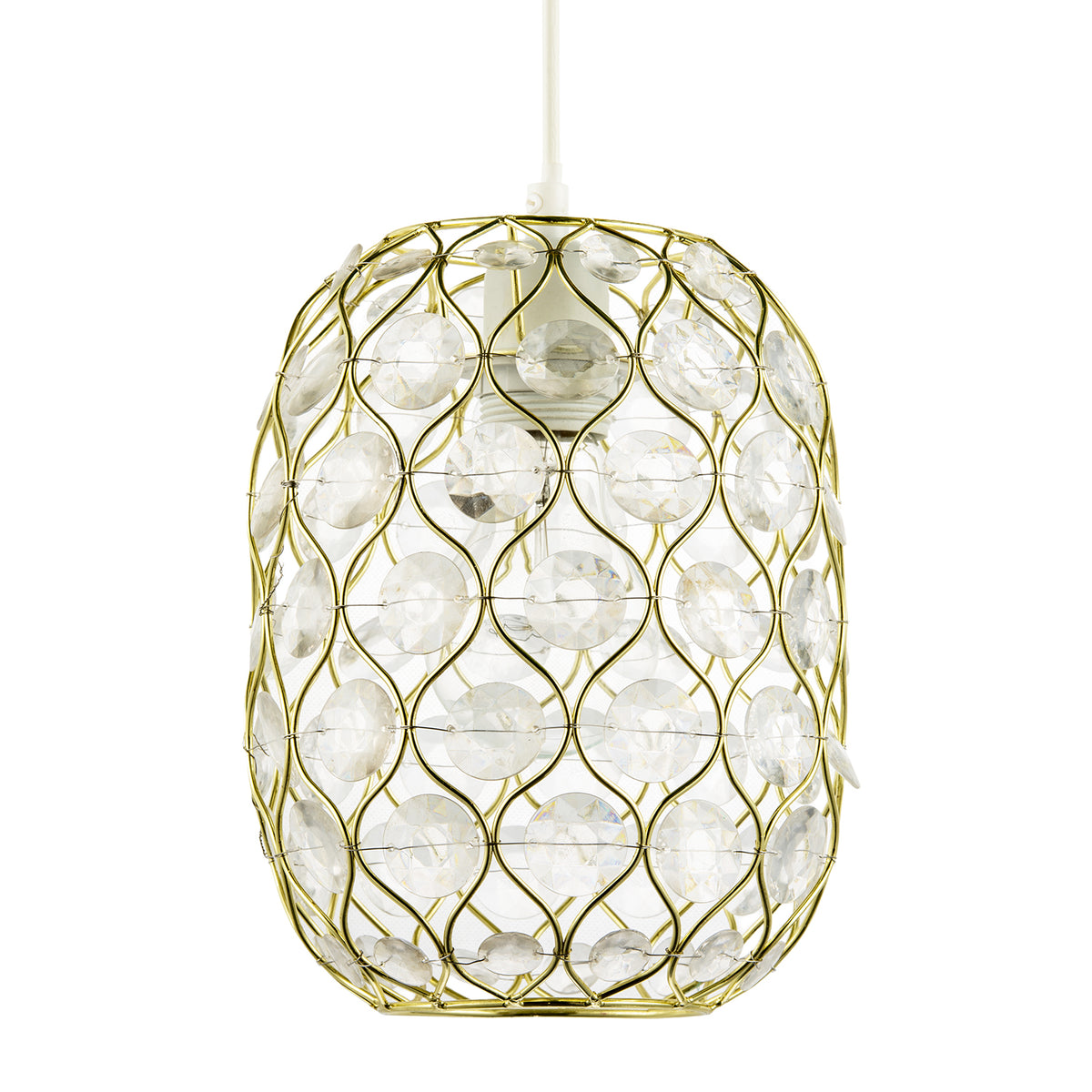Glamorous Gold Plated Pendant Shade with Clear Faceted Acrylic Discs Image 1