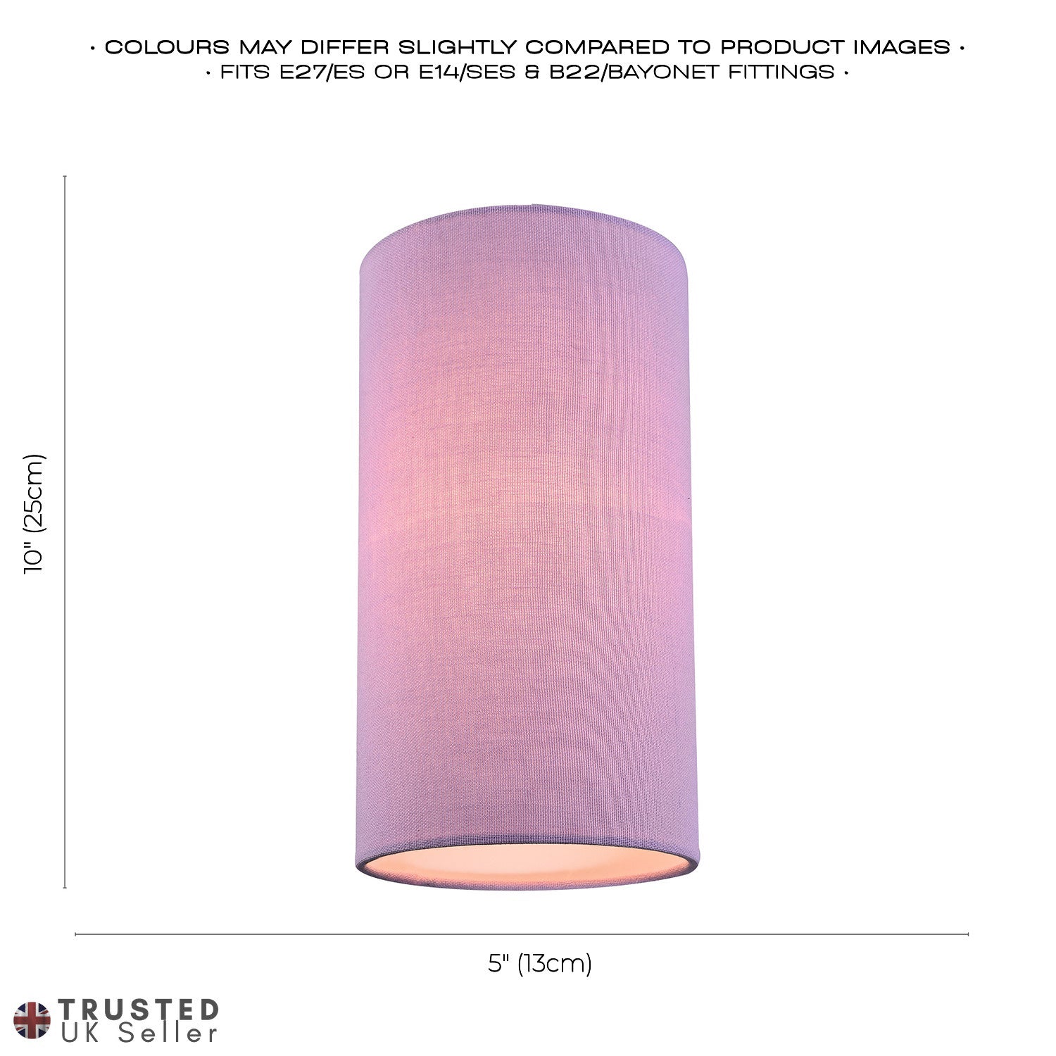 Contemporary and Stylish Soft Lilac Linen Fabric Tall Cylindrical Lampshade Image 6