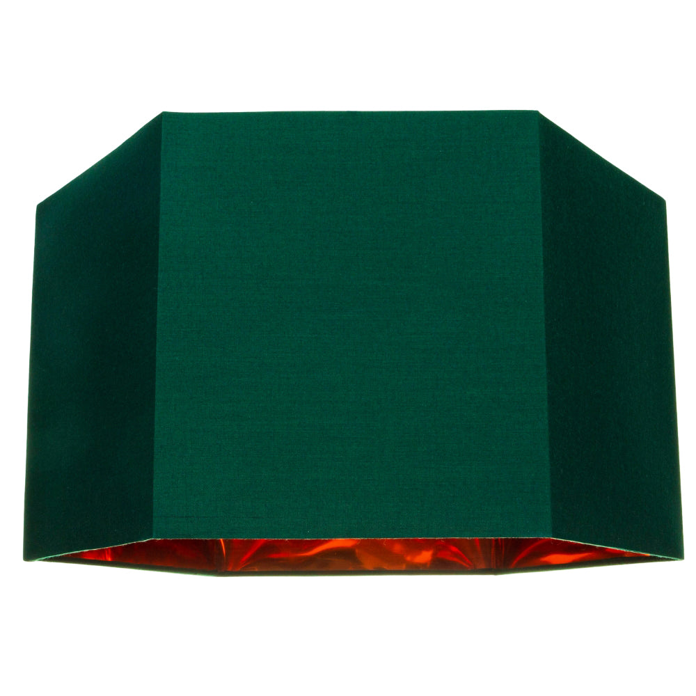 Modern Green Cotton 14" Table/Pendant Hexagonal Lampshade with Matt Copper Inner Image 1