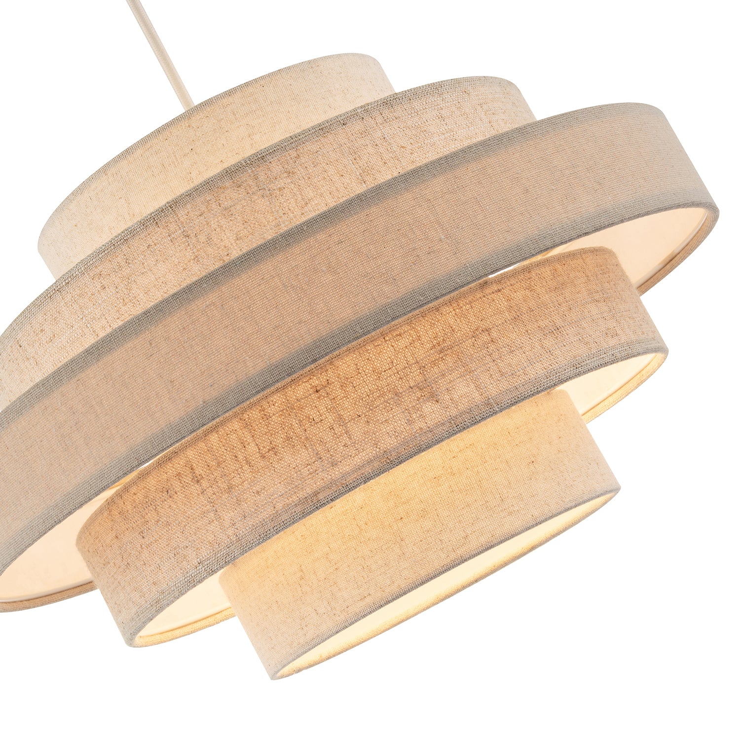 Five Tier Pendant Lighting Shade with Natural Oatmeal and Beige Linen Image 3
