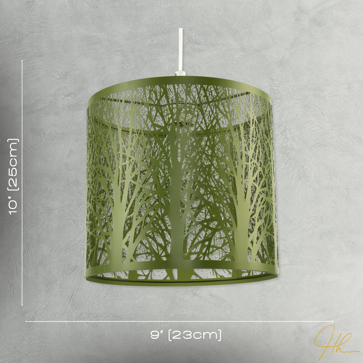 Unique and Beautiful Olive Green Metal Forest Design Pendant Shade Image 7