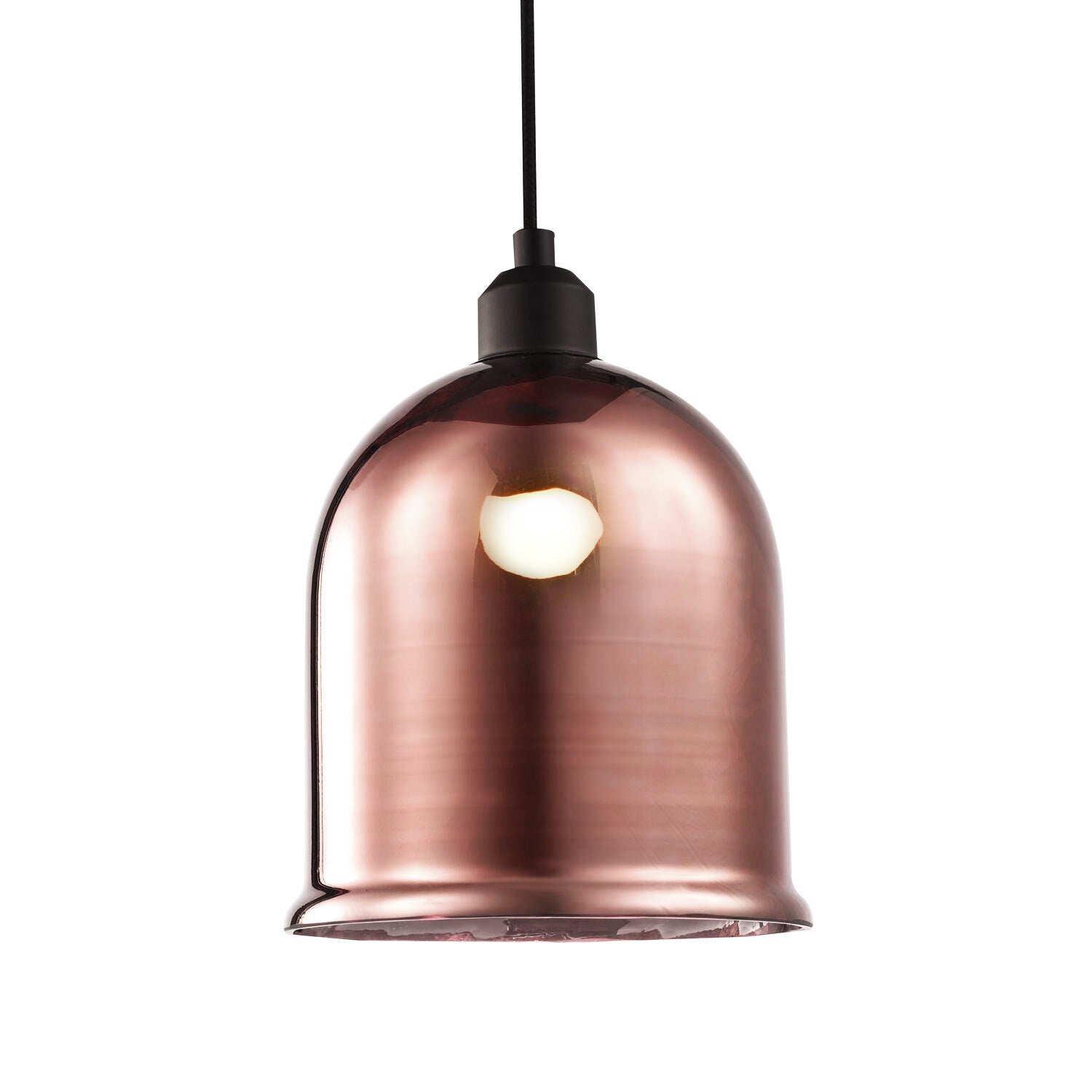 Contemporary Bell Shaped Copper Plated Glass Pendant Light Shade with Lower Rim Image 2