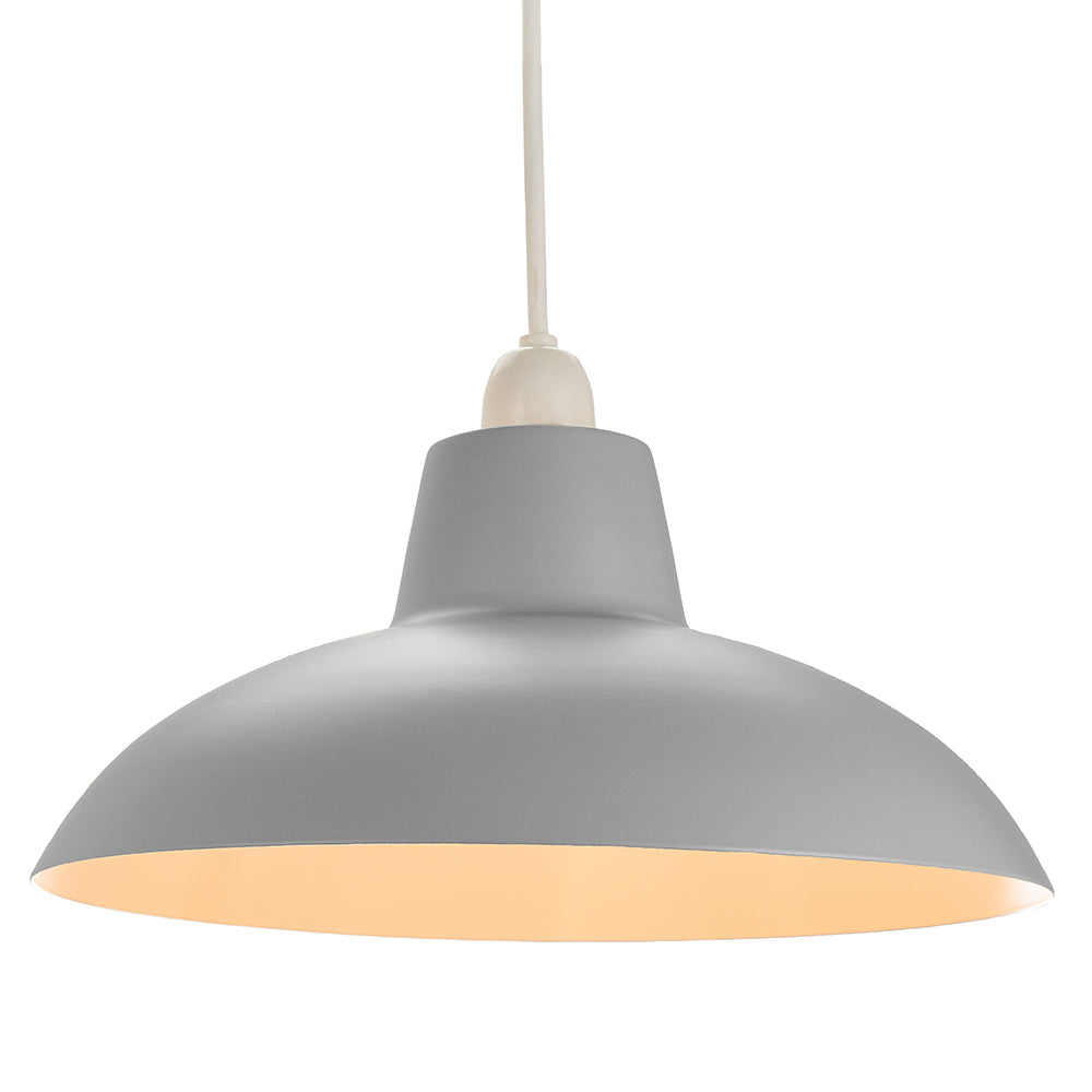 Industrial Retro Designed Matt Grey Curved Metal Ceiling Pendant Light Shade Image 2