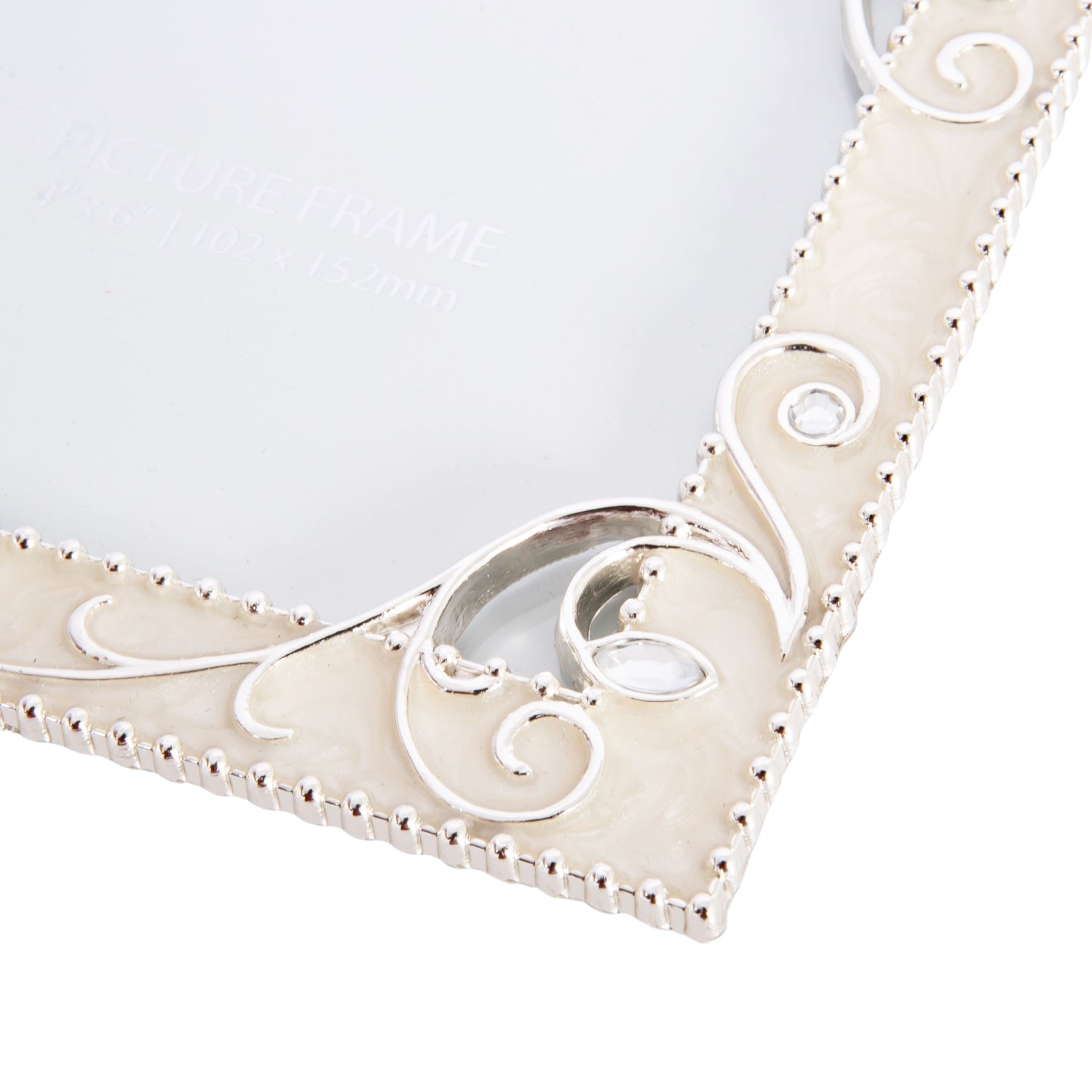 Traditional Ornate Pearl White Epoxy Picture Frame with Thin Wire Floral Decor Image 4