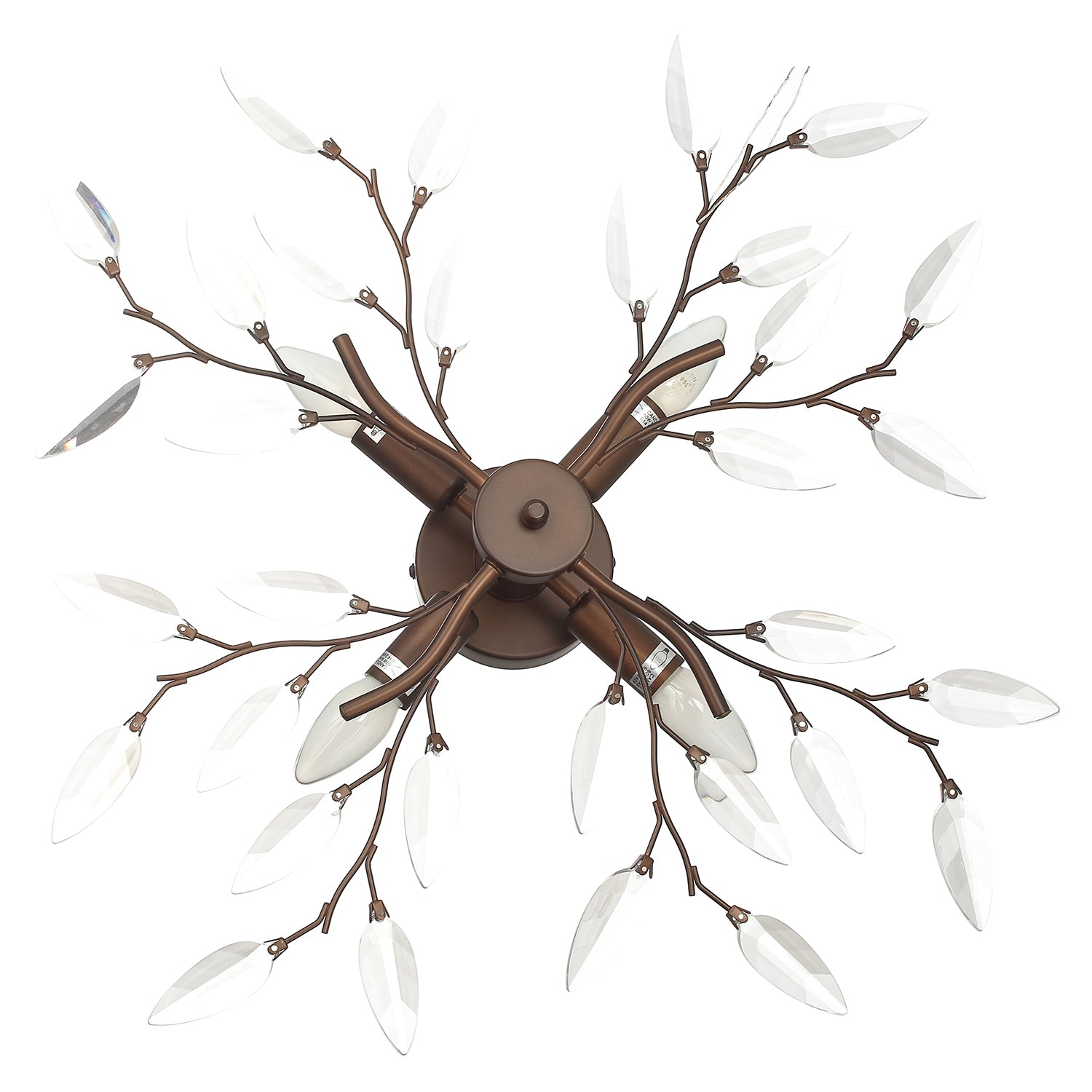 Modern Matt Bronze Branch Ceiling Light Fitting with Transparent Acrylic Leaves Image 4