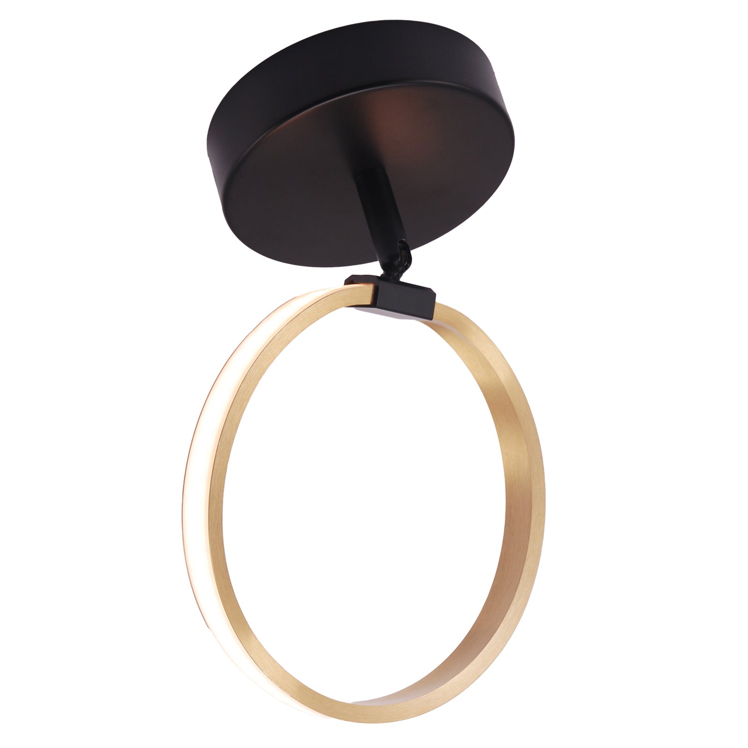 Modern Fully Adjustable Gold Ring LED Ceiling or Wall Light with Mat Black Base Image 2