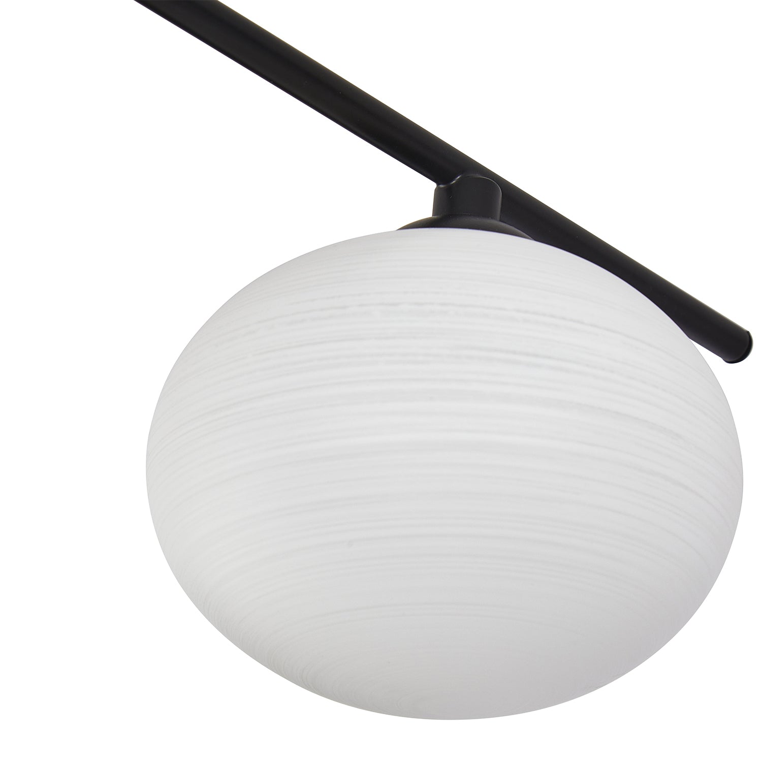 Modern Triple Branch Black Ceiling Light Fitting with White Swirl Glass Shades Image 4