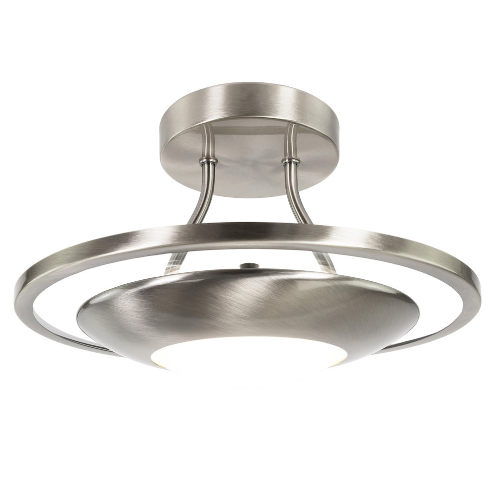 Modernistic Semi Flush Eco Friendly LED Ceiling Light Fitting Satin Nickel
