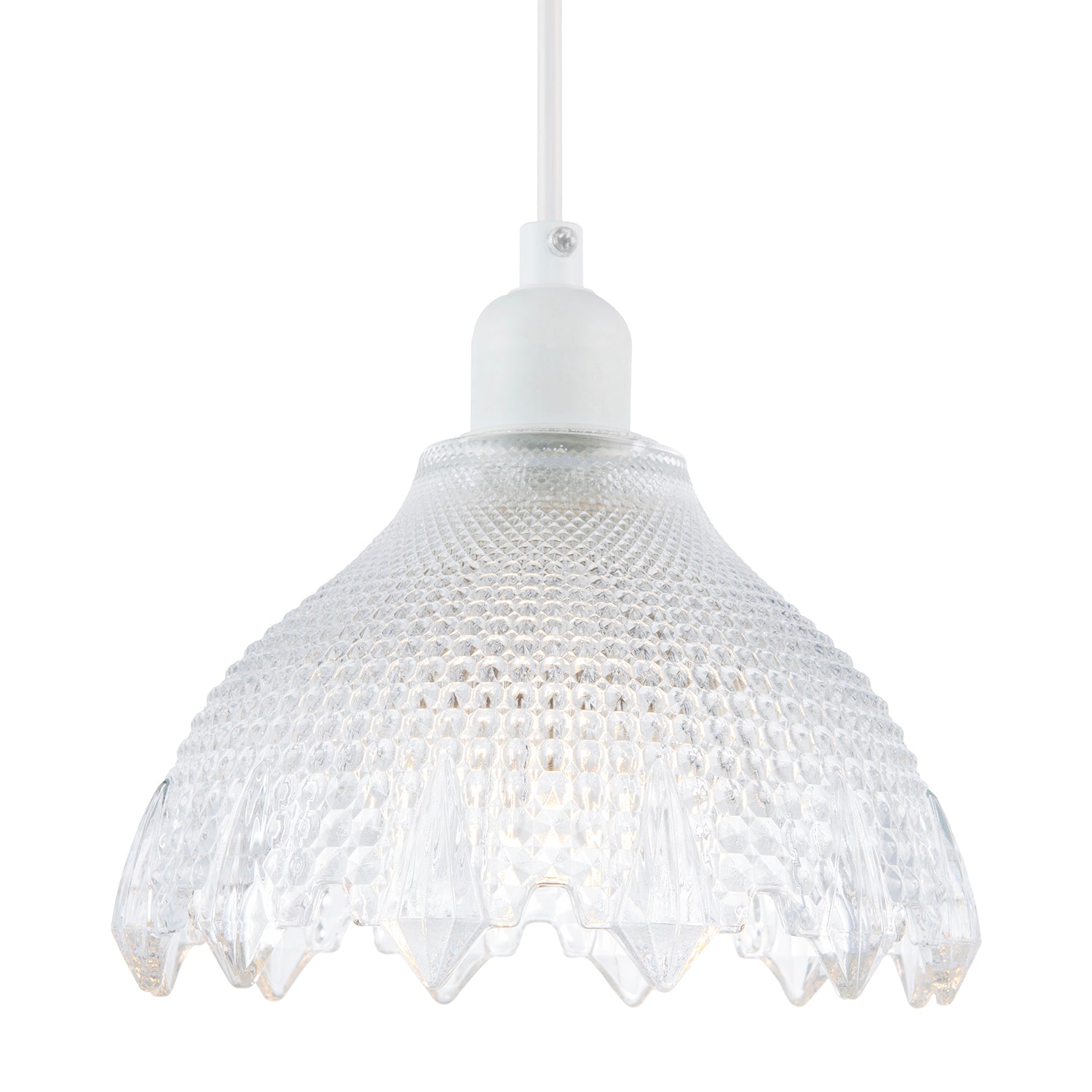 Classic Ornate Round Clear Glass Pendant Shade with Moulded Design Image 1