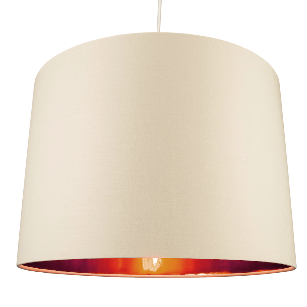 Modern Cream Cotton 16" Floor/Pendant Lamp Shade with Shiny Copper Inner Image 2