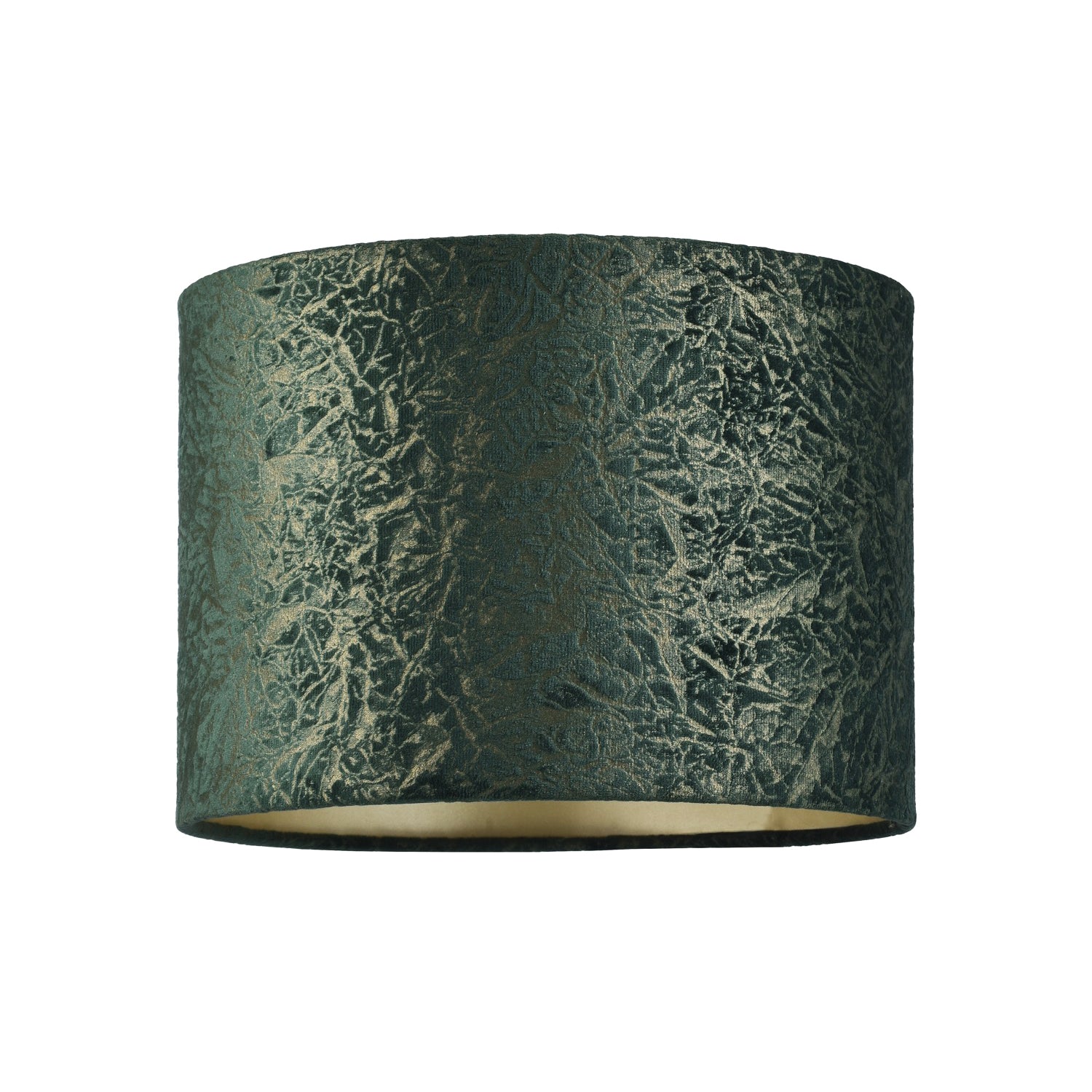 Dark Forest Green Velvet Crinkle 10 Inch Lampshade with Champagne Satin Lining Image 1