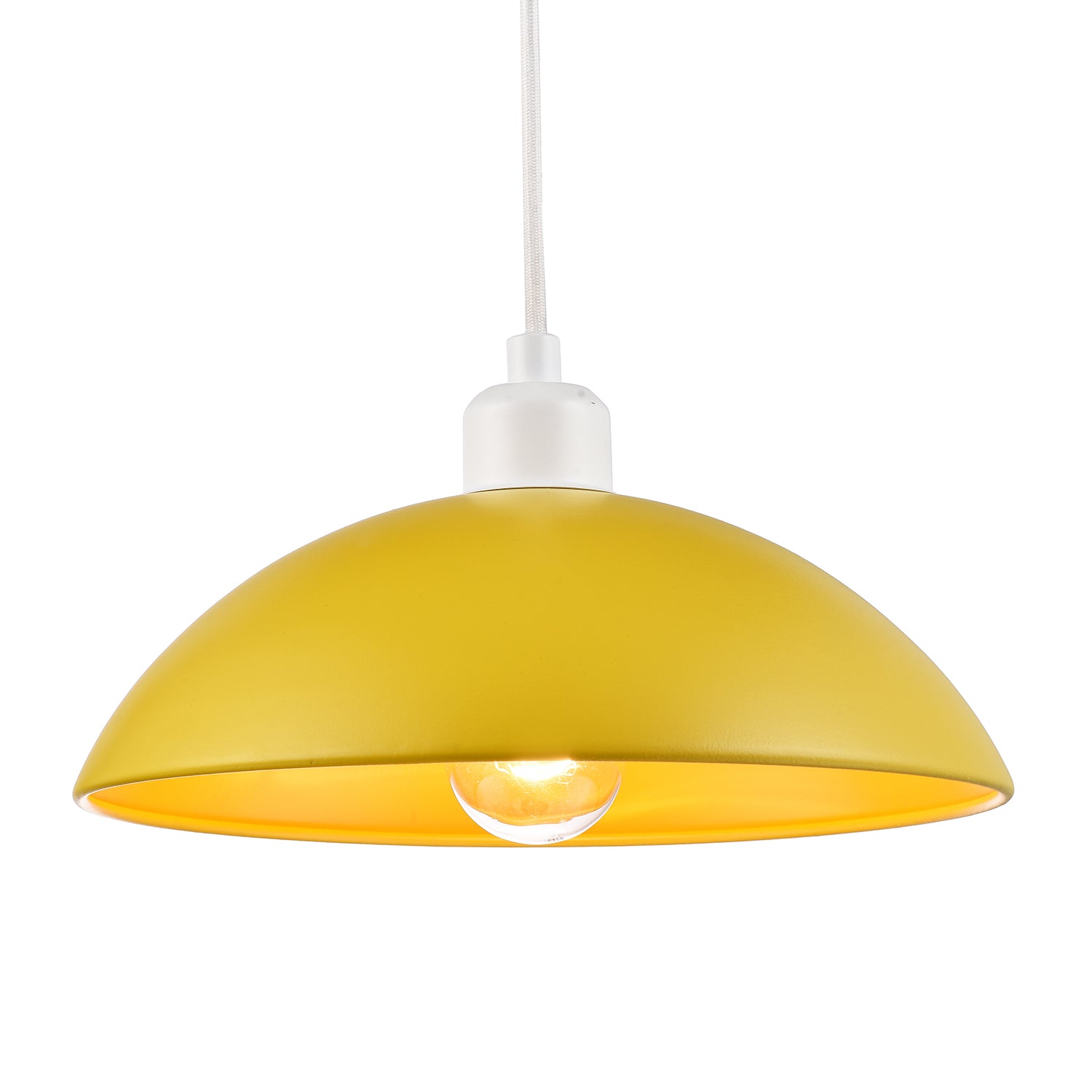 Industrial Retro Designer Yellow Gloss Disc Metal Ceiling Pendant Lamp Shade Image 1