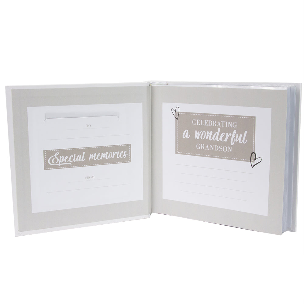 Modern Special Grandson Photo Album with Gold Foil Text - Holds 80 4x6 Pictures Image 3