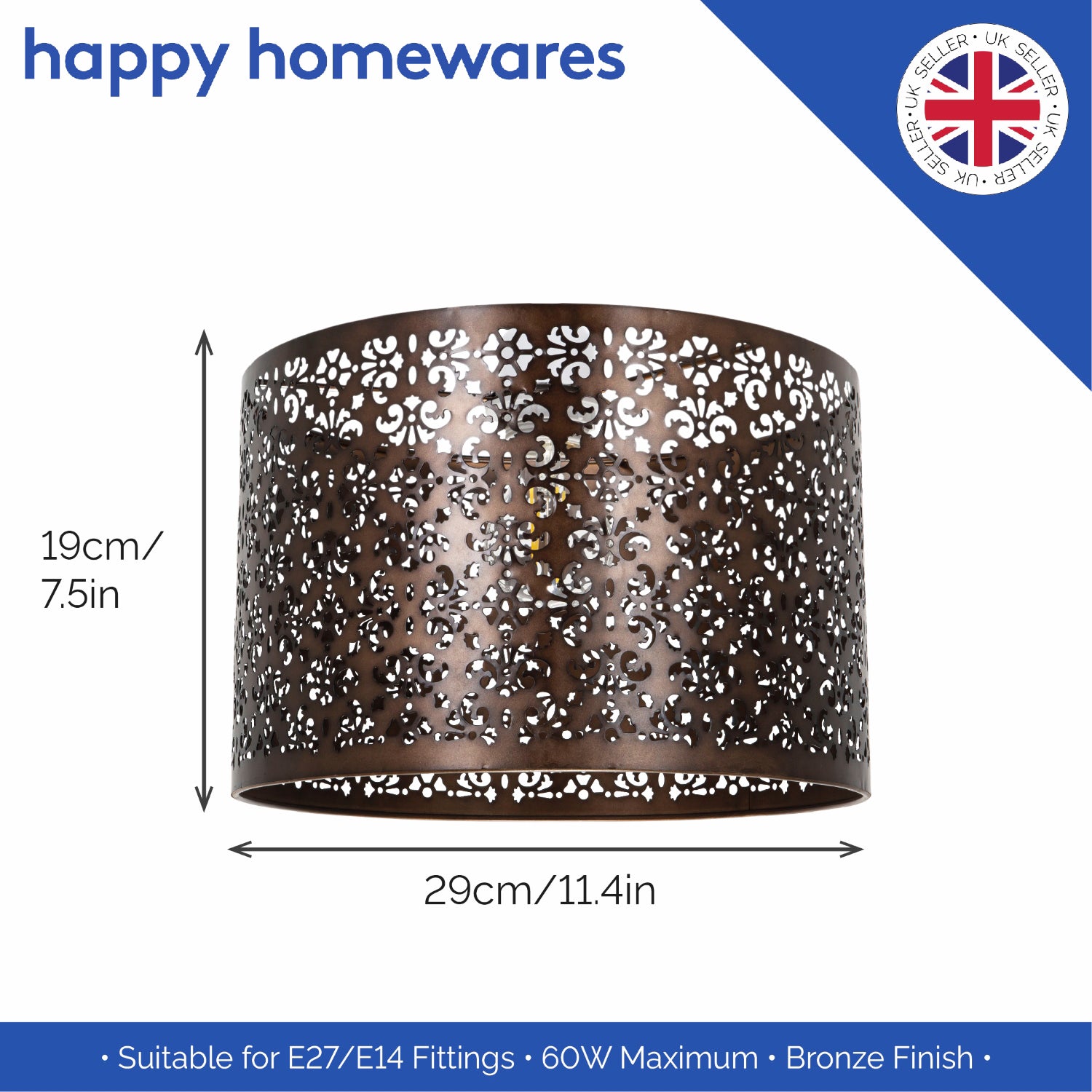 Marrakech Designed Matt Bronze Metal Pendant Light Shade with Floral Decoration Image 6