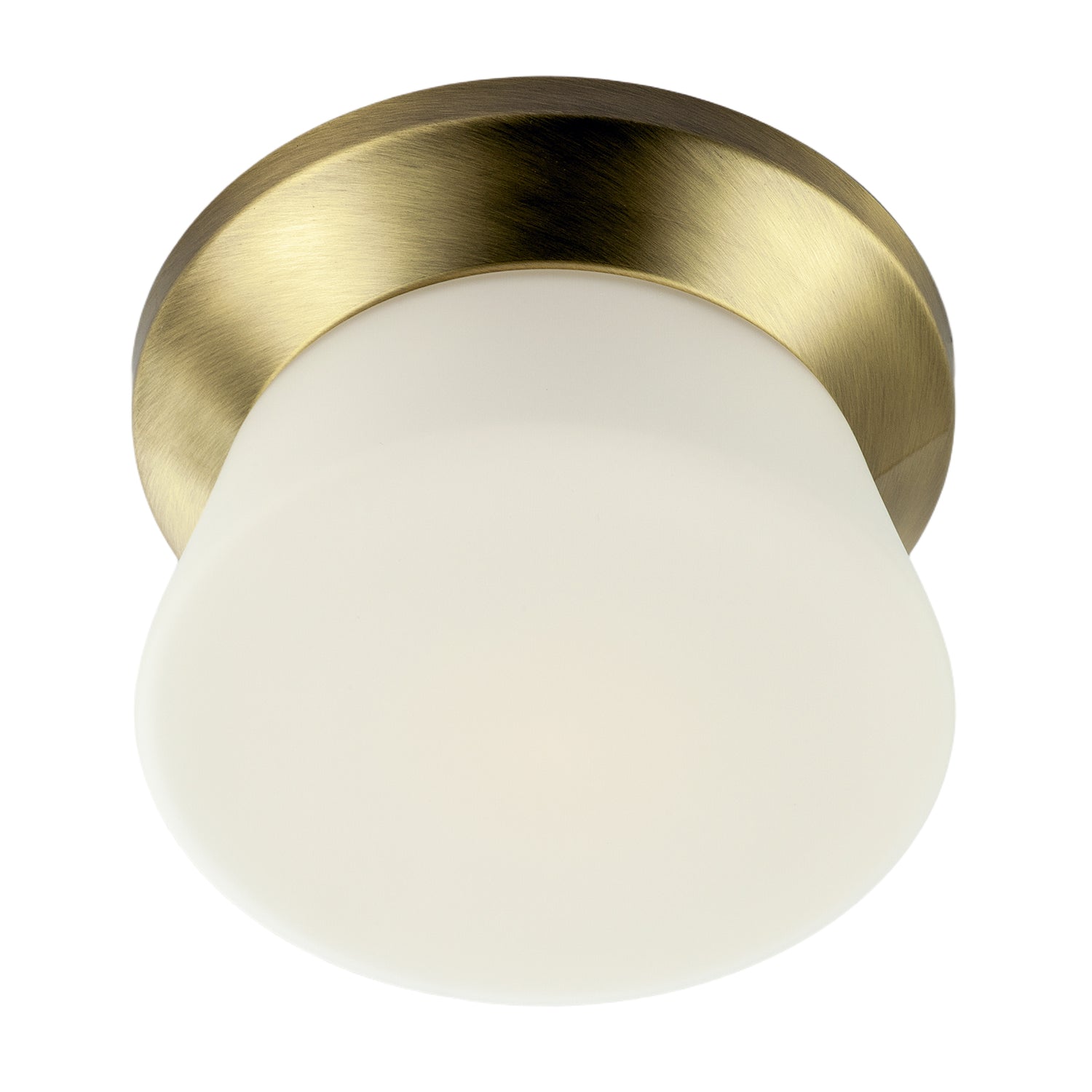 Modern Antique Brass LED Bathroom Ceiling Light with Opal White Glass Image 5