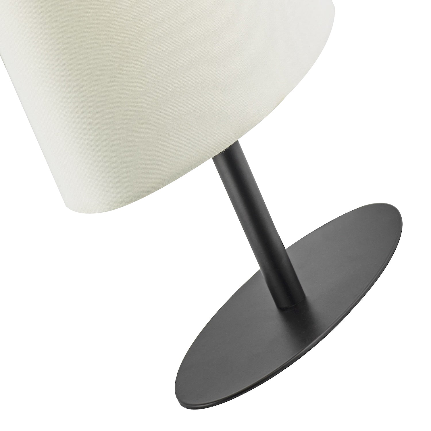 Modern Designer Oval Table Lamp in Matte Black with Off-White Fabric Shade Image 5