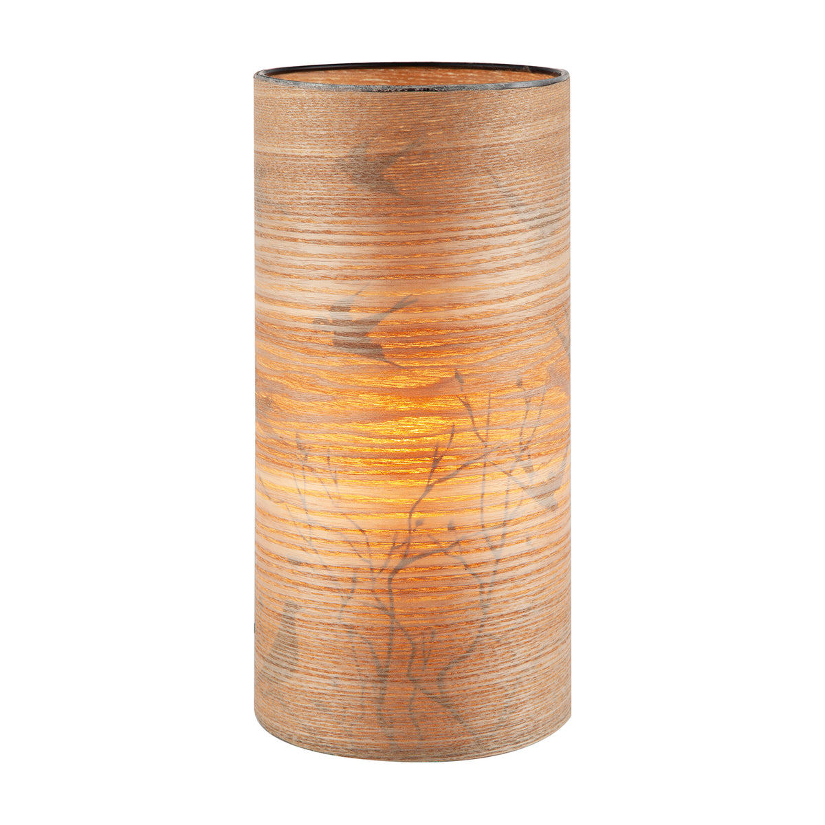 Bamboo Wood Effect Table Lamp Birds Trees Inner Lining