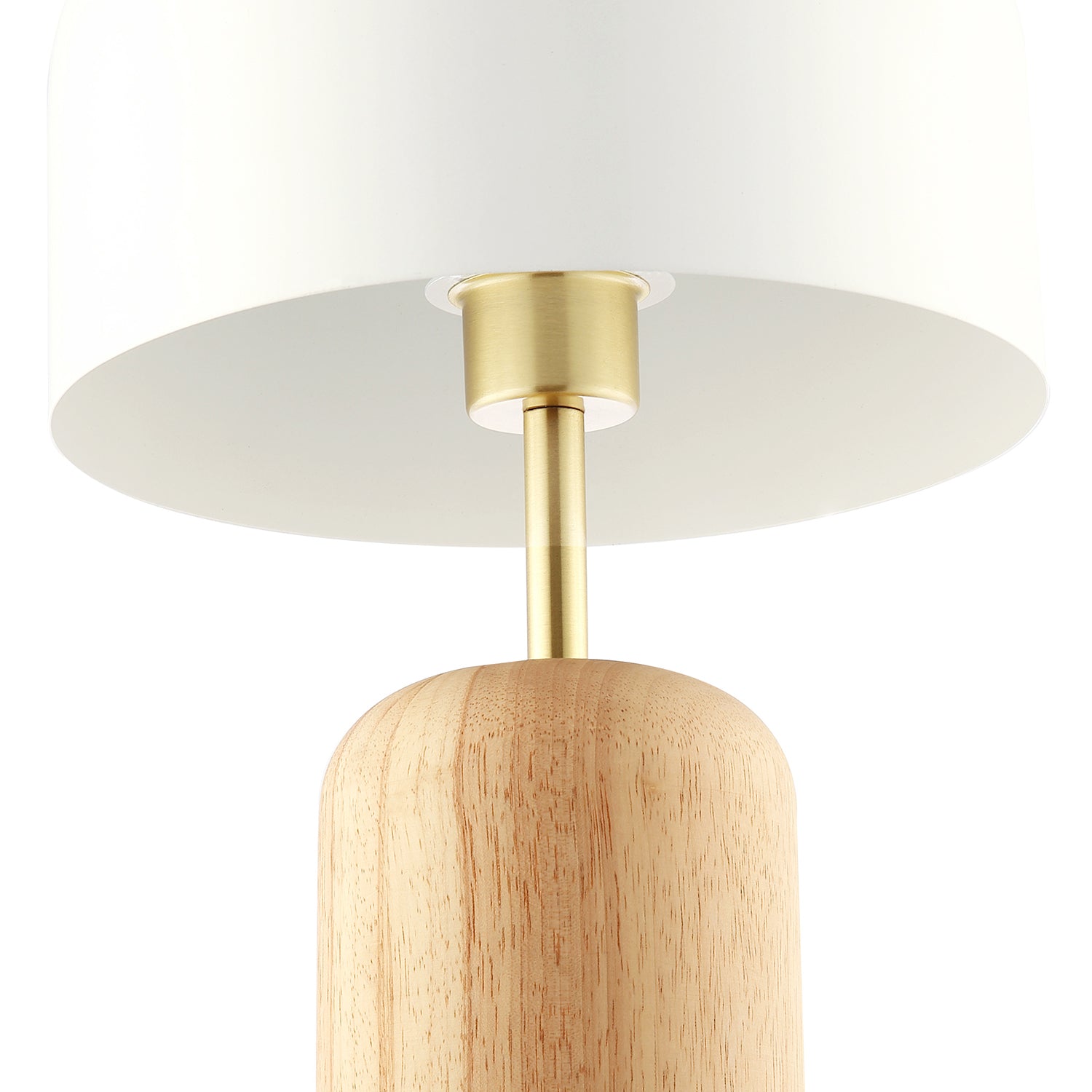 Modern Designer Wooden Table Lamp with White Gloss Domed Metal Shade Image 5