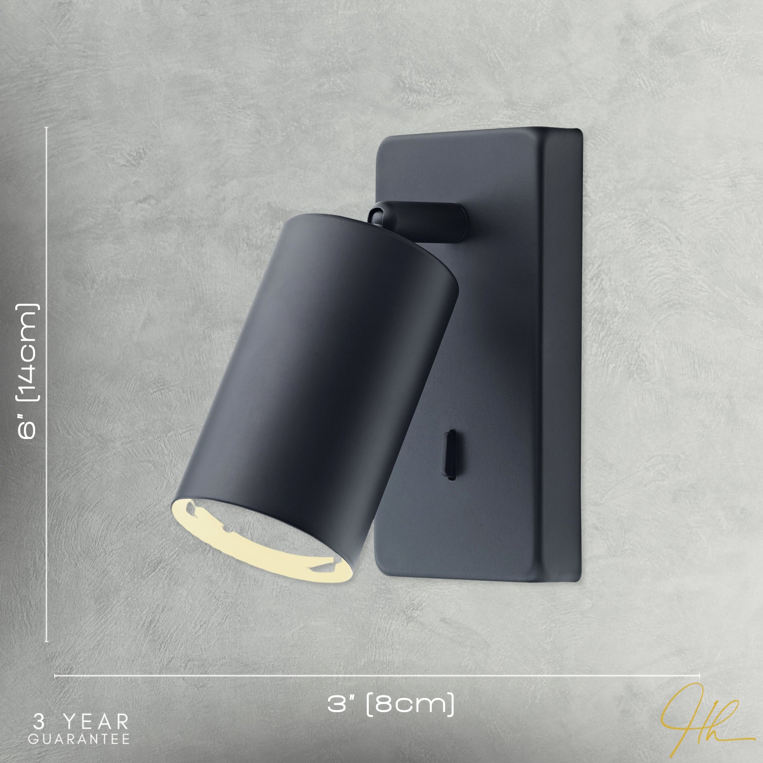 Designer LED Powered Matte Black Metal Spot Wall Light with Switch Image 7