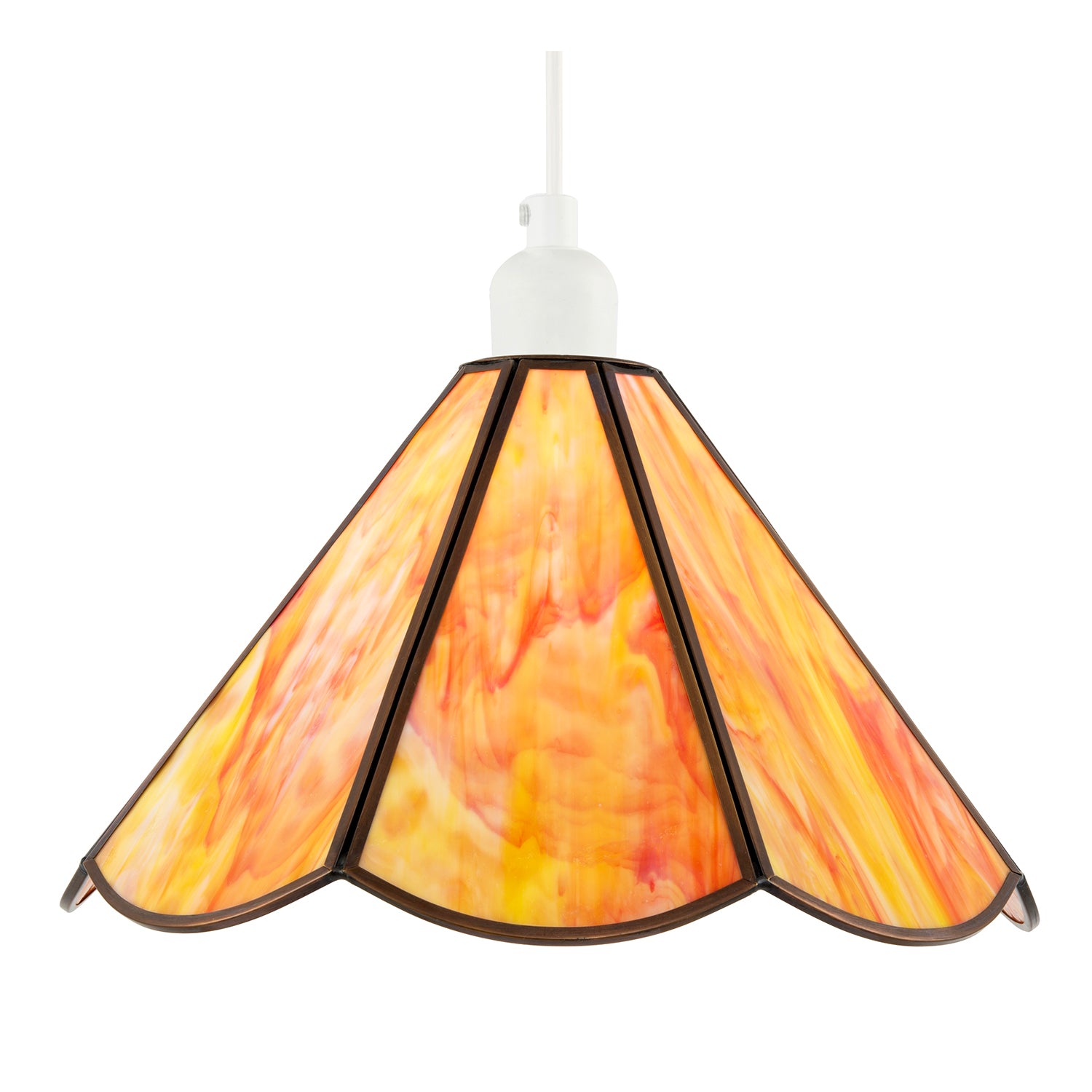 Classic Orange and Amber Tiffany Glass Easy Fit Pendant Lighting Shade Image 5