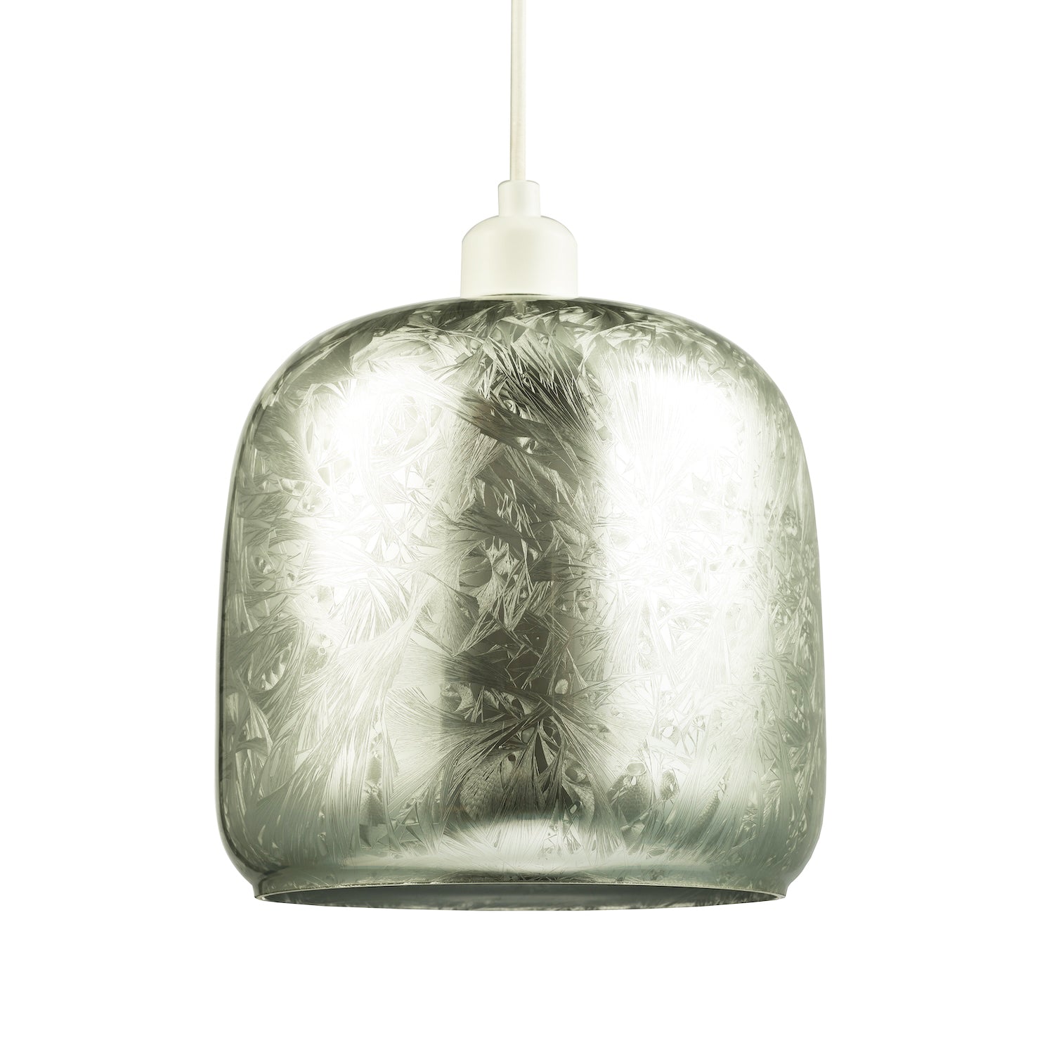 Modern Matte Silver Foil Wrap Print Glass Pendant Light Shade with Chunky Body Image 1