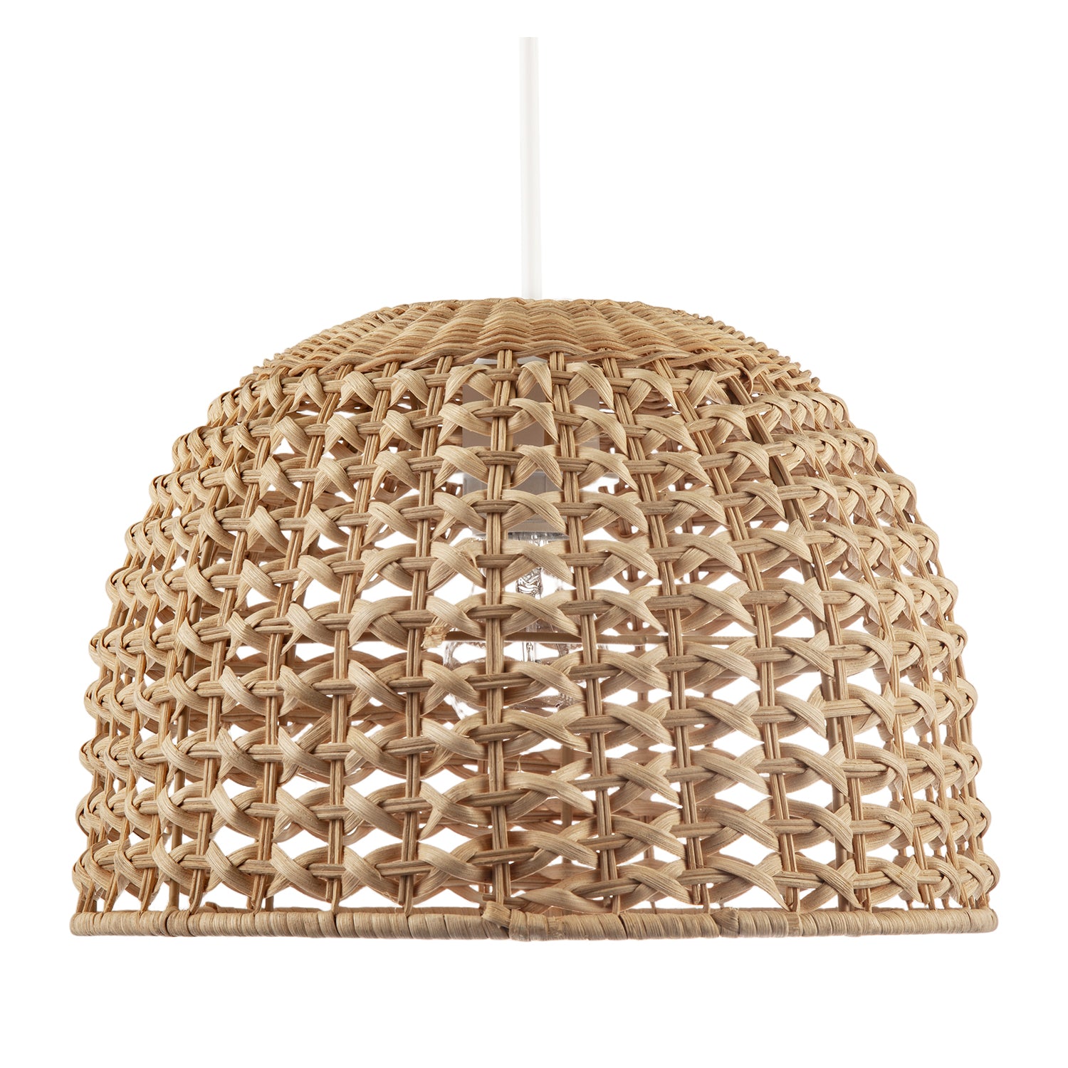 Vintage Intricate Woven Lattice Light Toned Rattan Pendant Light Shade Image 4