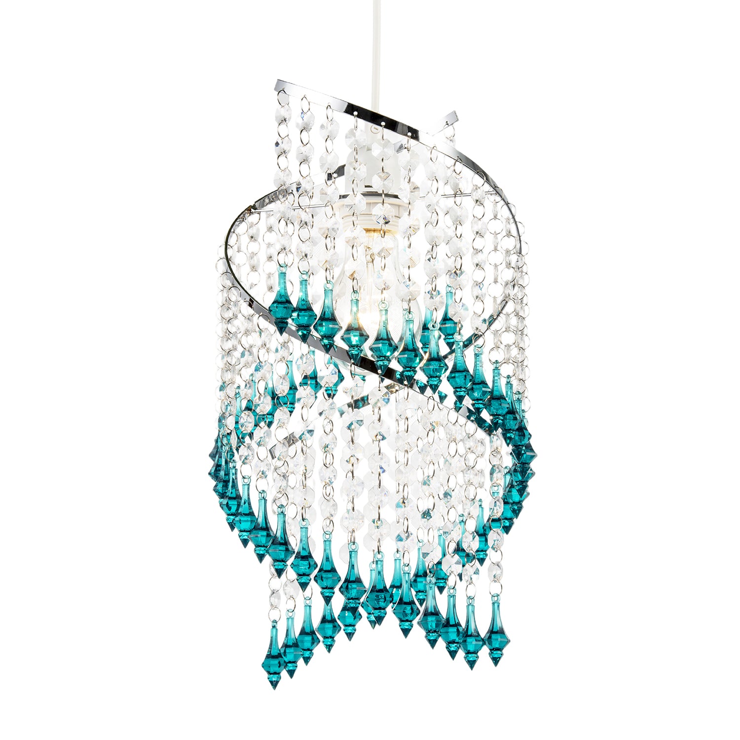 Modern Spiral Waterfall Pendant Shade with Teal and Clear Acrylic Image 2