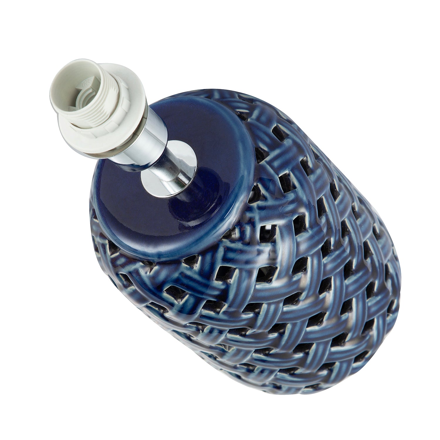 Lattice Design Ceramic Gloss Table Lamp in Brushed Midnight Blue Image 3