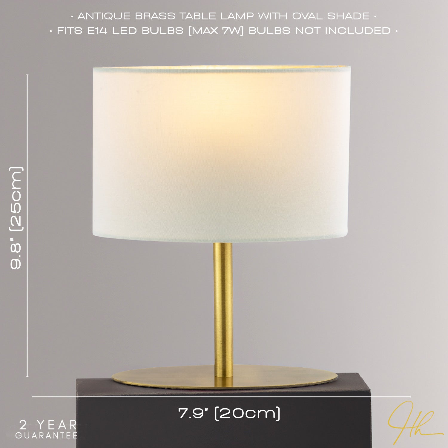 Modern Designer Oval Table Lamp in Antique Brass with Off-White Fabric Shade Image 6