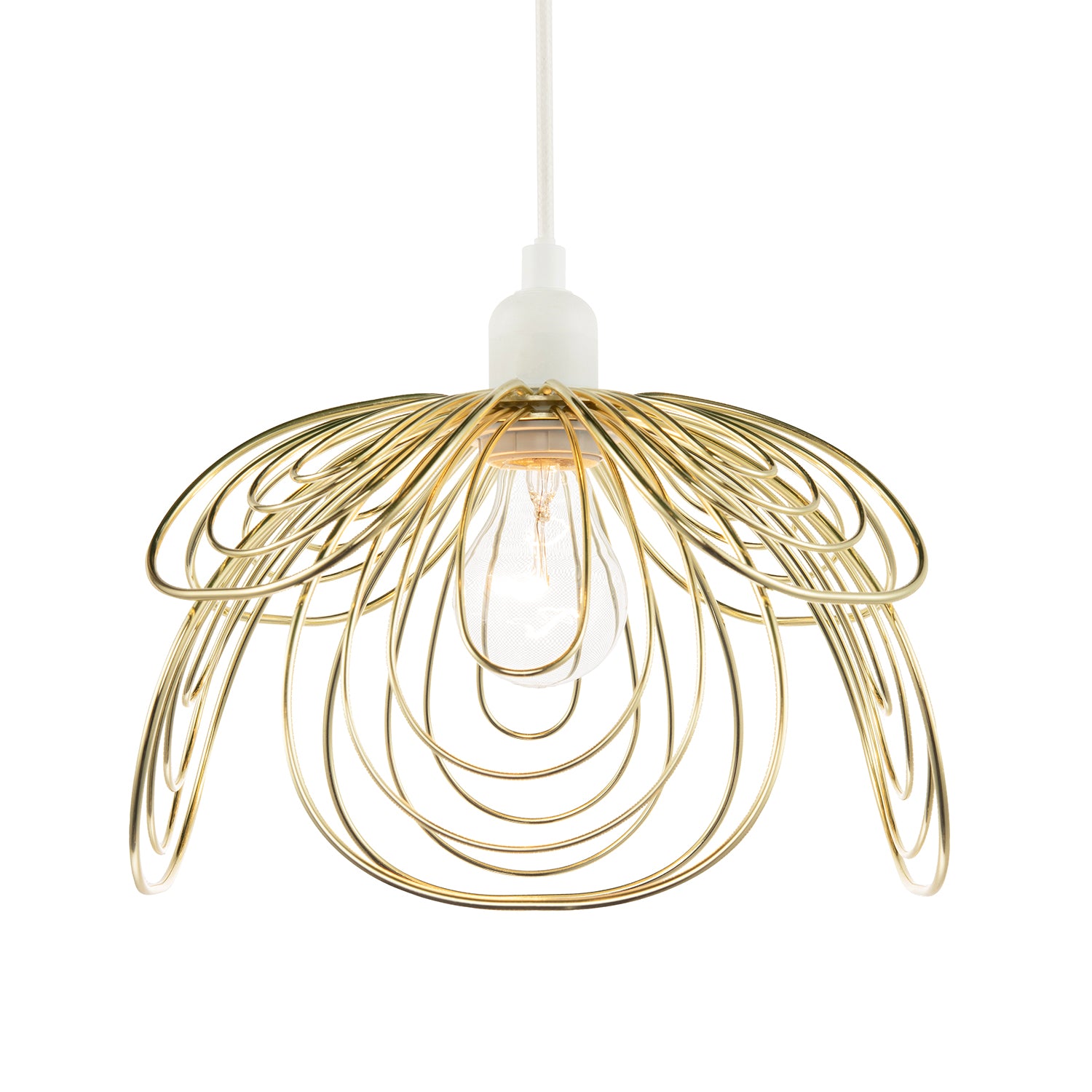 Polished Gold Metal Wire Overlapping Petal Ceiling Pendant Light Shade Image 1