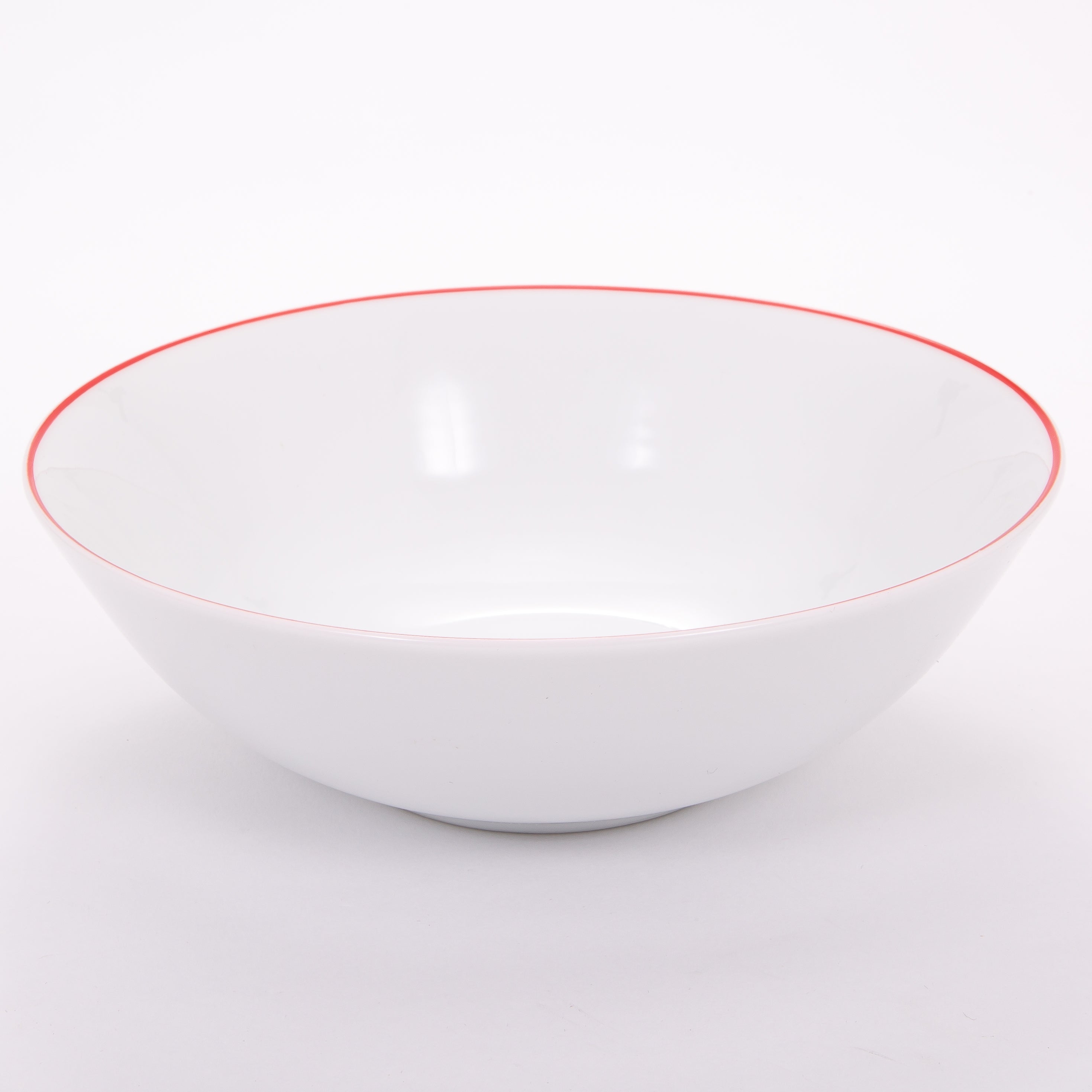 Set of 4 White Ceramic Dinner Bowls with Elegant Red Rim - Durable & Stylish Image 7