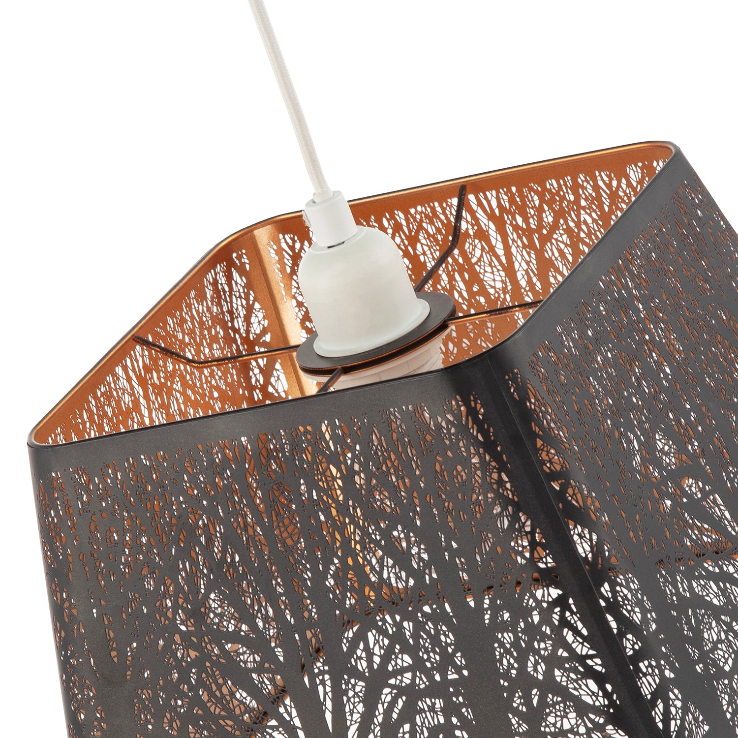 Matte Black Tree Forest Pendant Lighting Shade with Satin Gold Inner Image 5