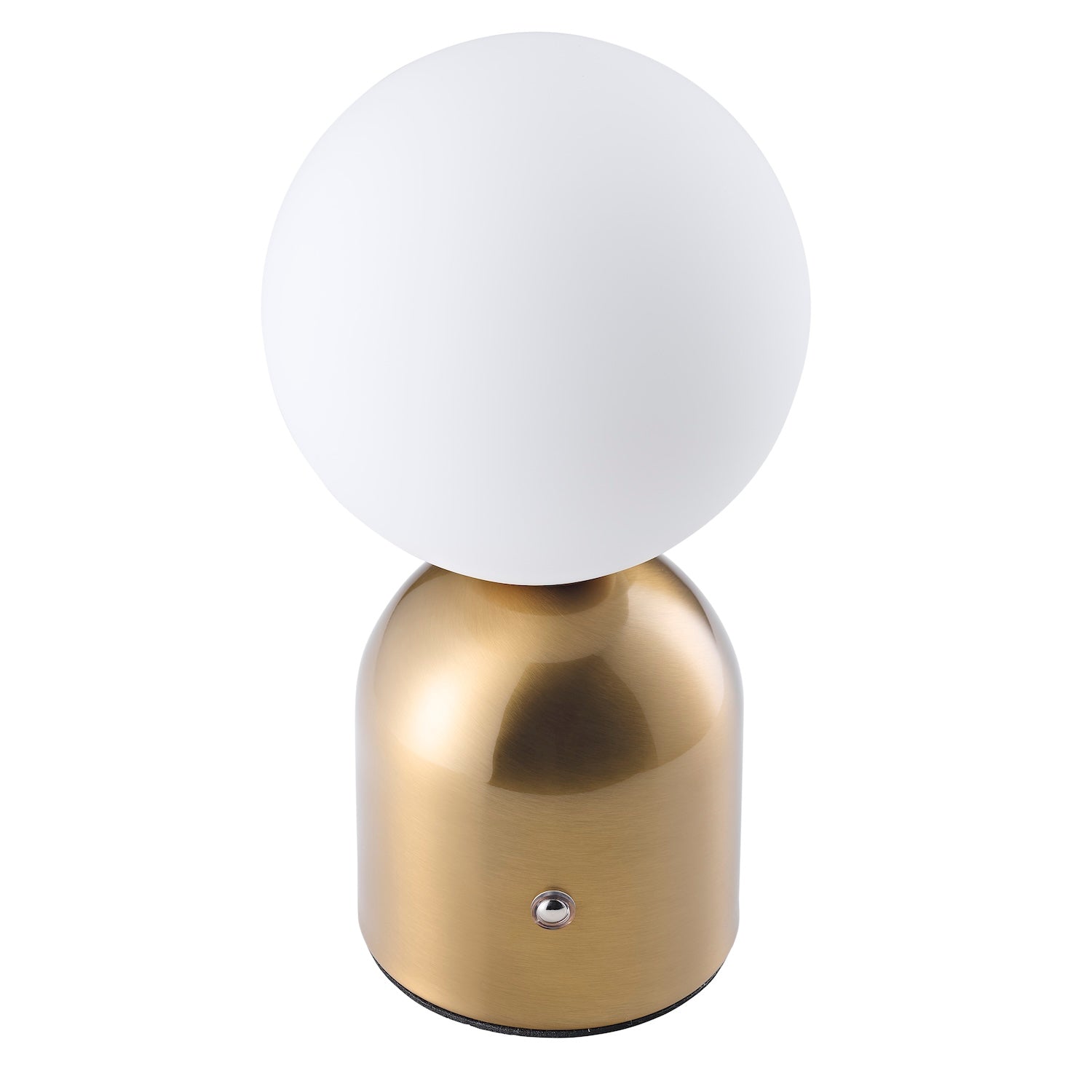 Modern Satin Gold Rechargeable Touch Dimmable Table Lamp with Opal Globe Shade Image 3