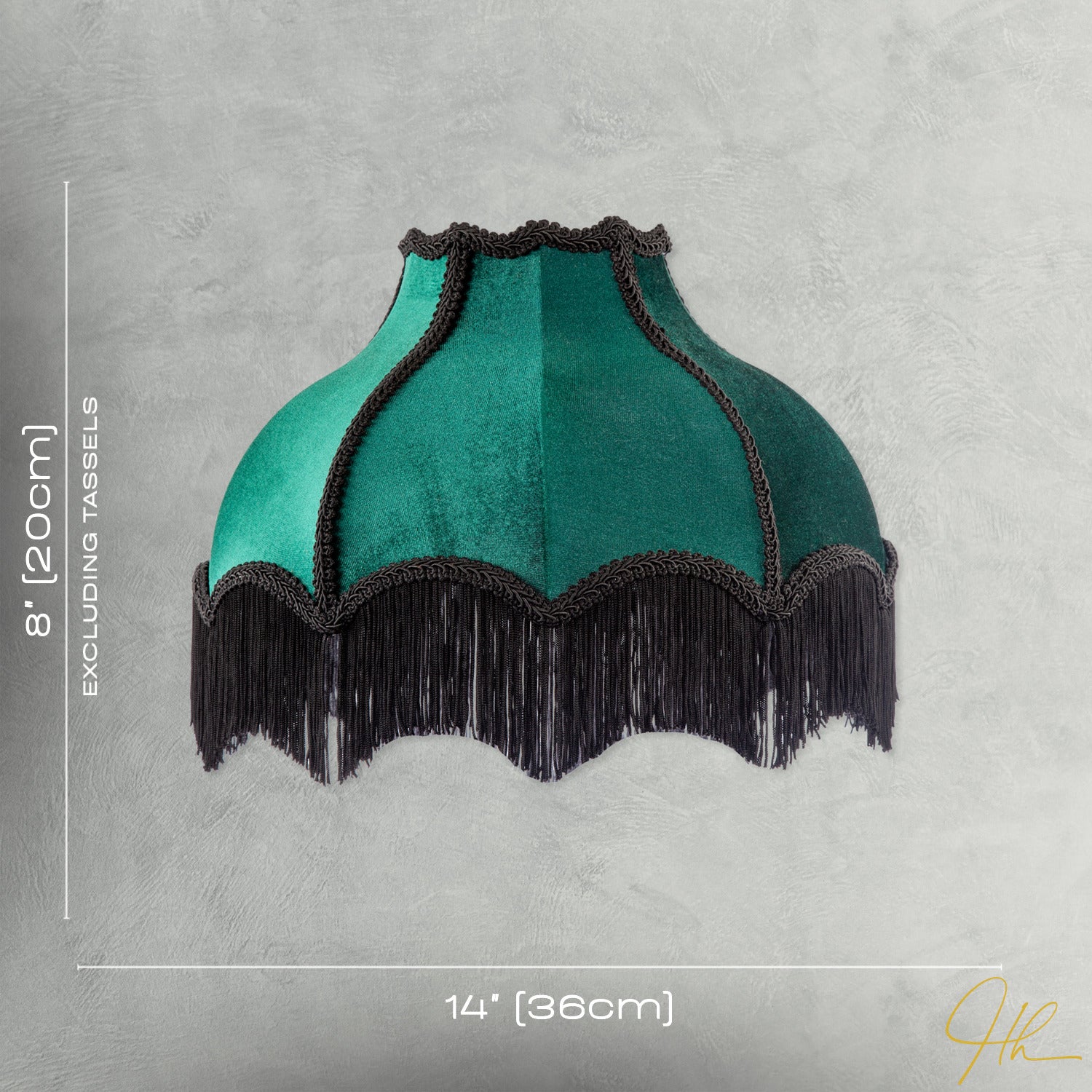 Classic Victorian Lamp Shade in Emerald Green Velvet with Black Trims Image 7