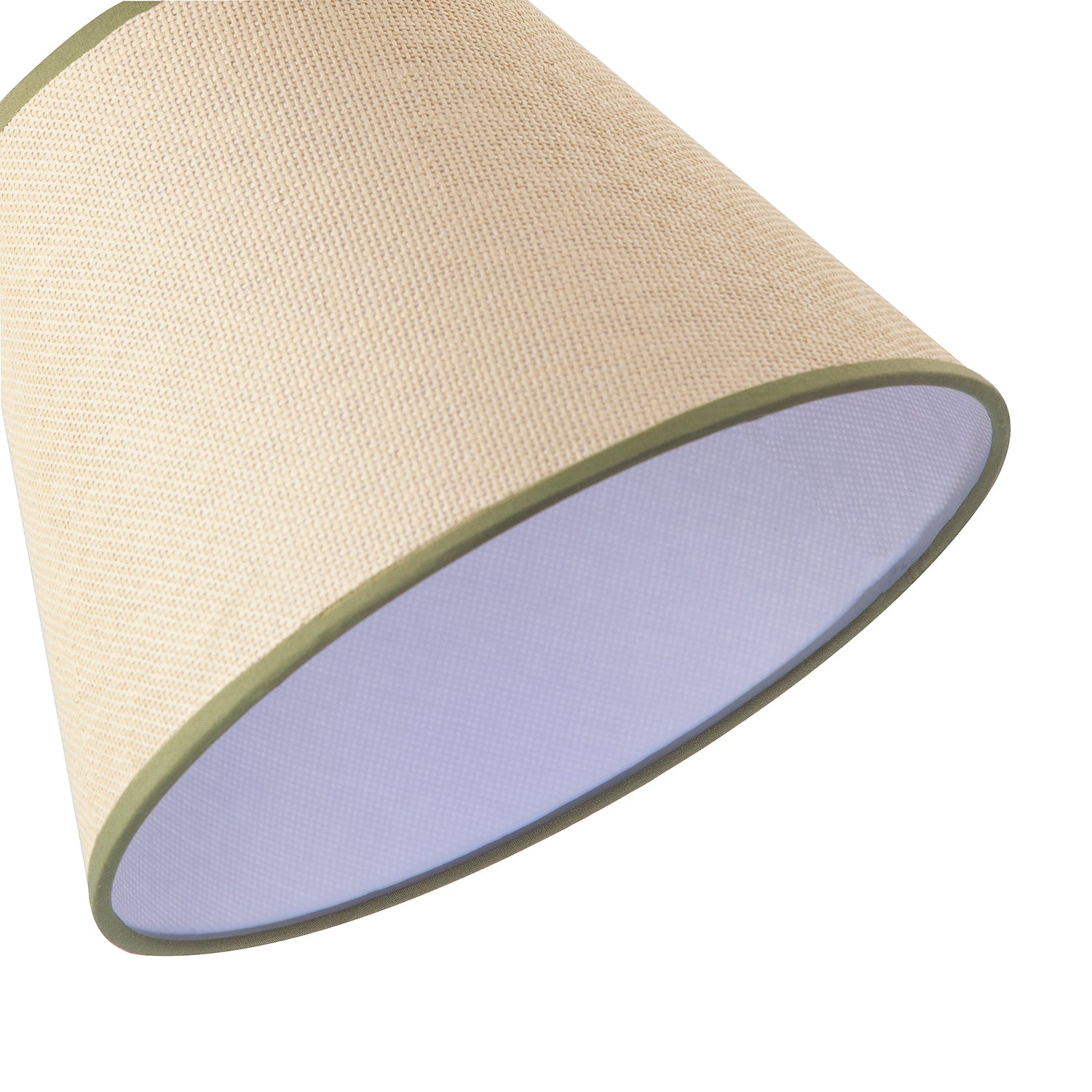Classic Rattan Tweed Lamp Shade with Olive Green Cotton Fabric Trims Image 5