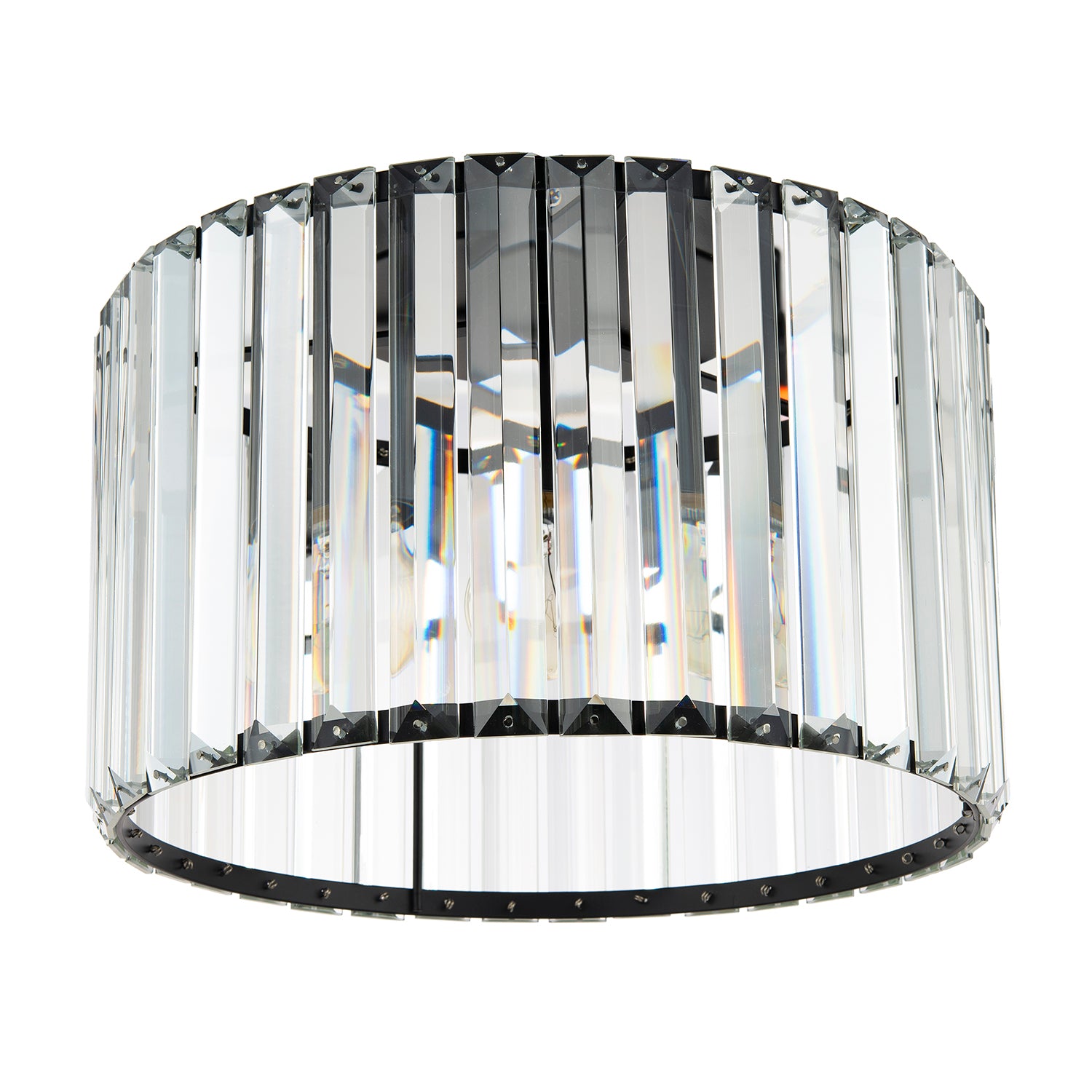 Modern Chic Matte Black and Clear Crystal Glass Flush Ceiling Light Fitting Image 2