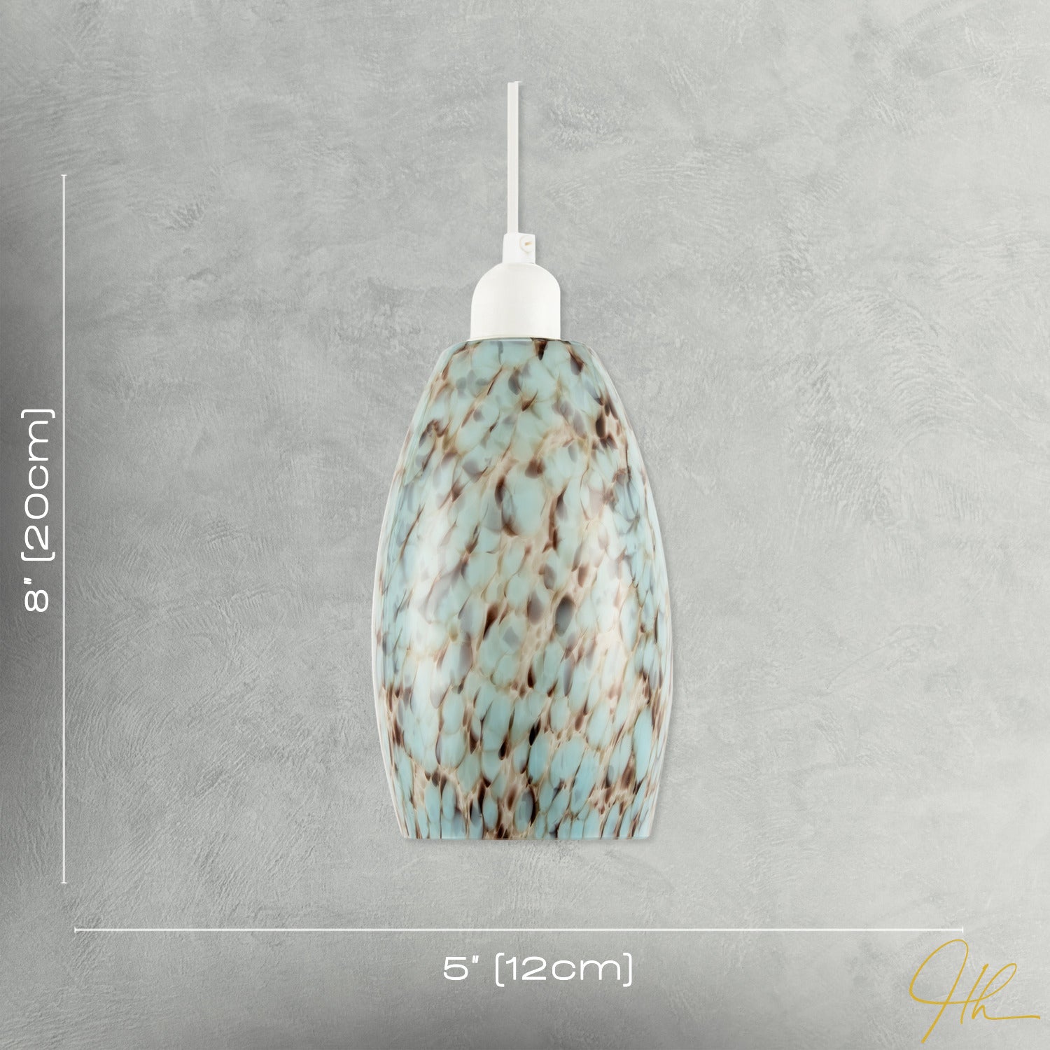 Modern Duck Egg Marble Speckle Effect Glass Cylindrical Pendant Shade Image 7