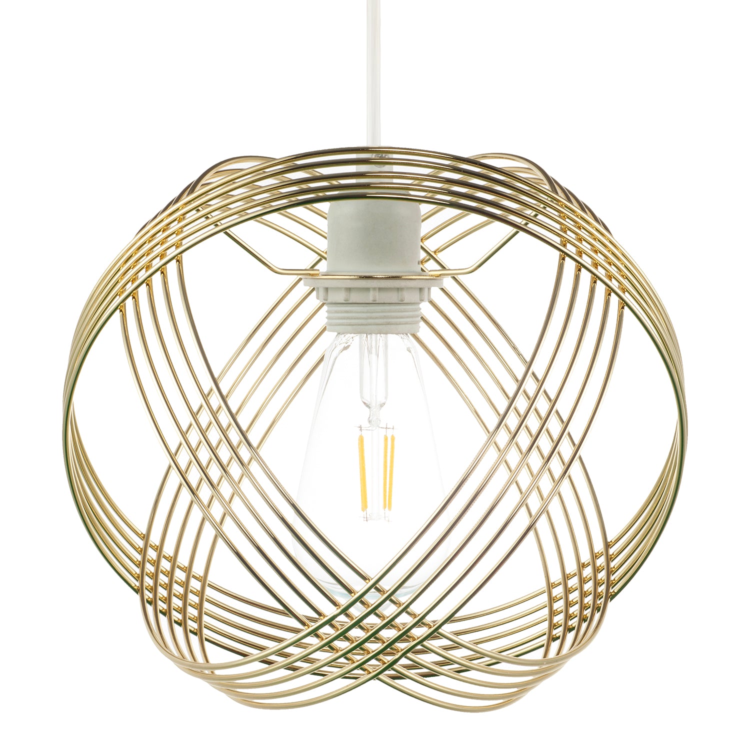 Polished Plated Gold Spherical Pendant Light Shade with 4-Ring Design Image 4